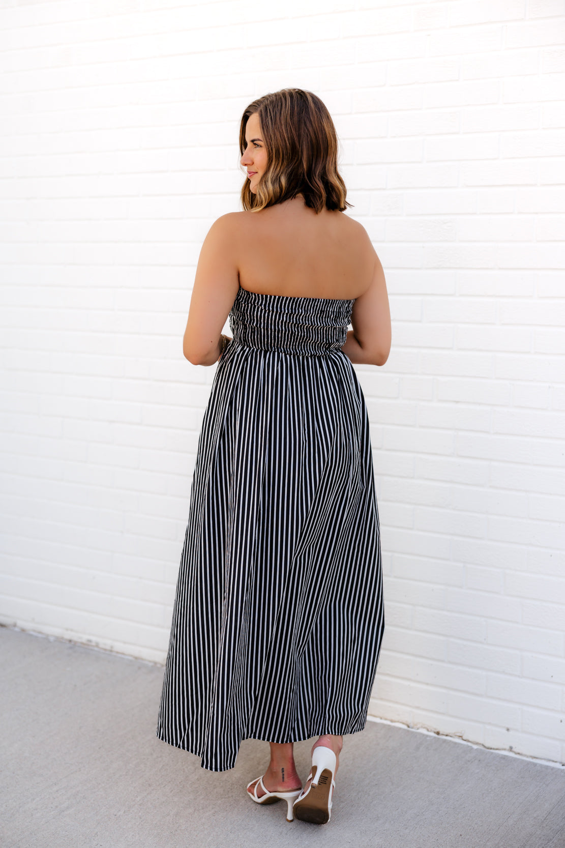 Parker Striped Strapless Maxi Dress | Black
