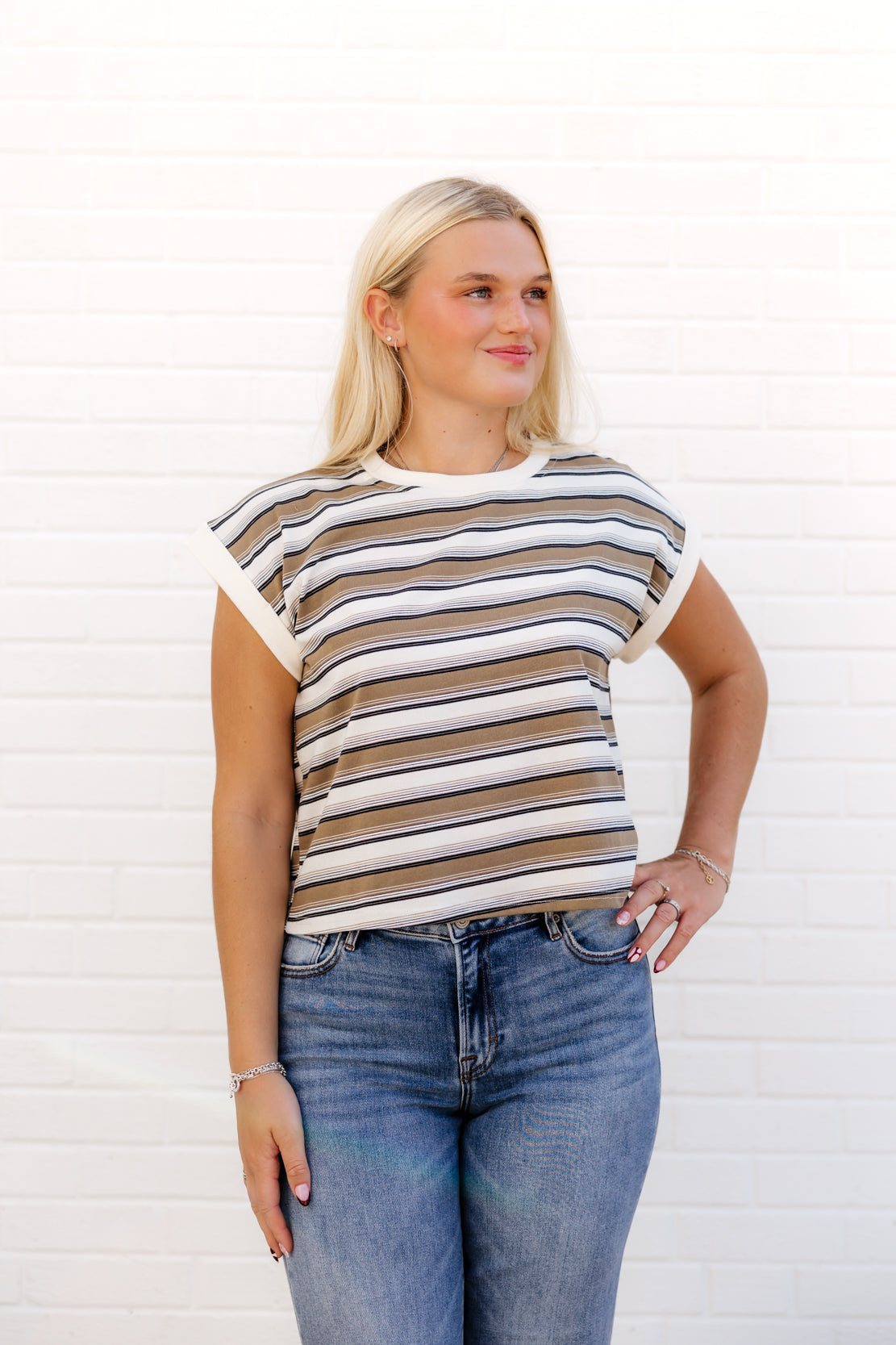 Abigail Striped Knit Top | Cream Multi