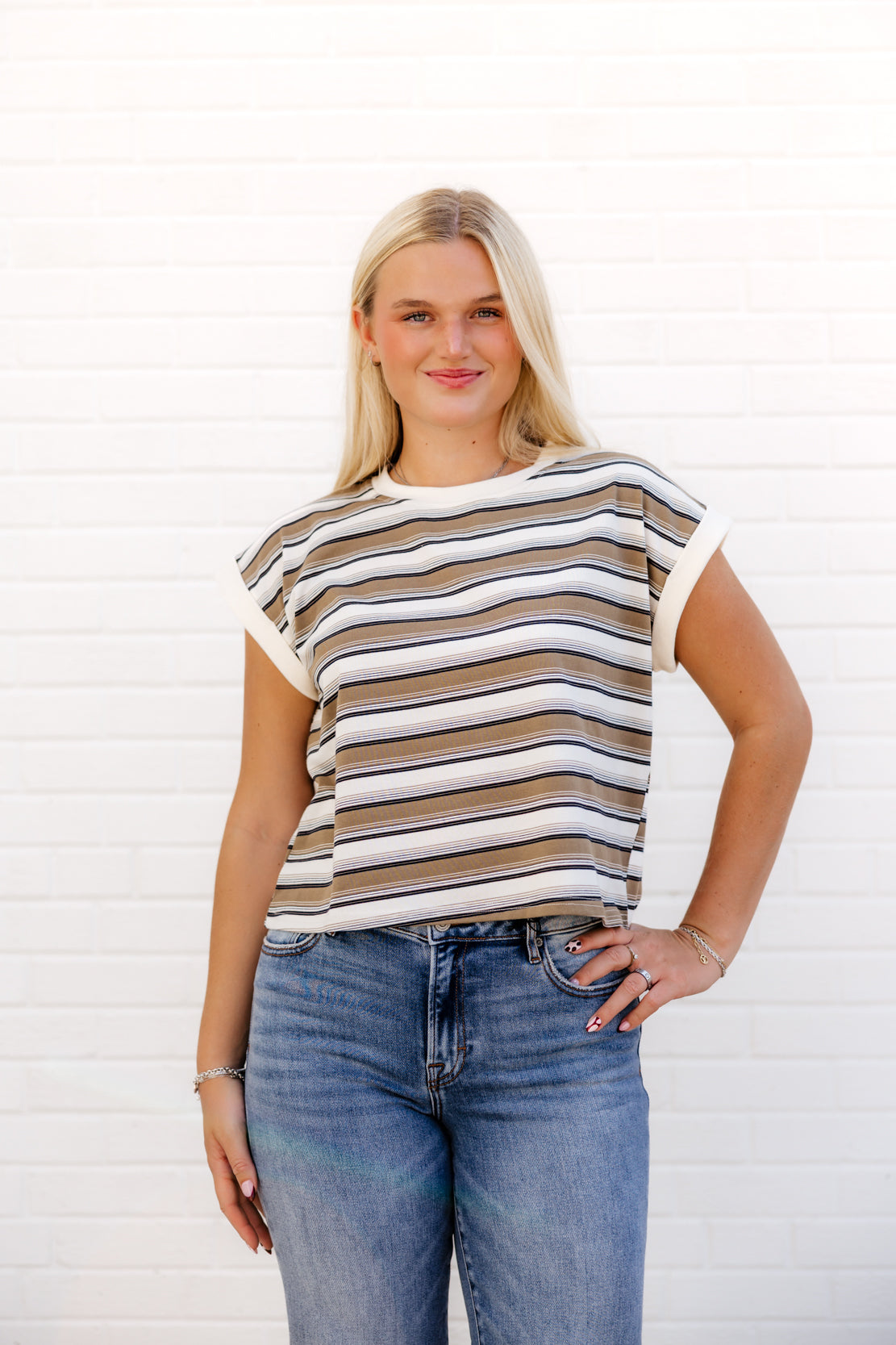 Abigail Striped Knit Top | Cream Multi