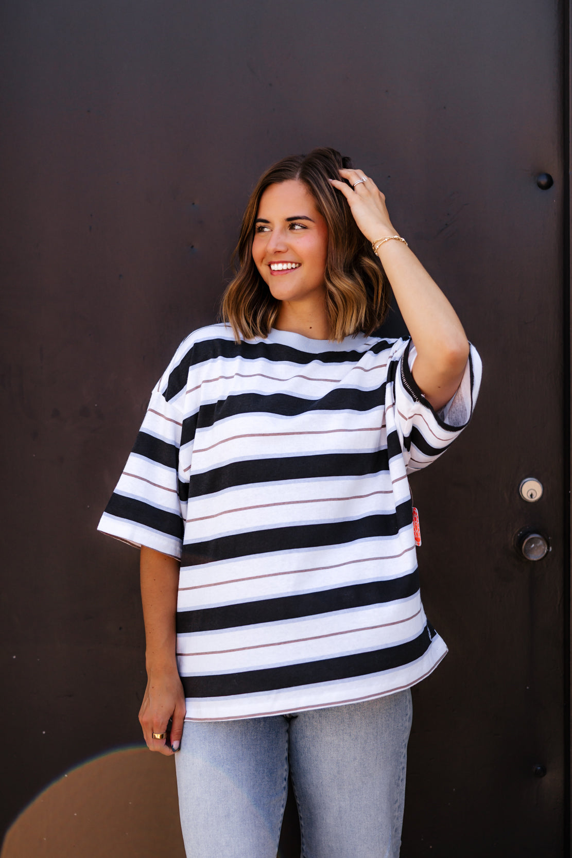 Printed Tackle Tee | White Stripe Combo