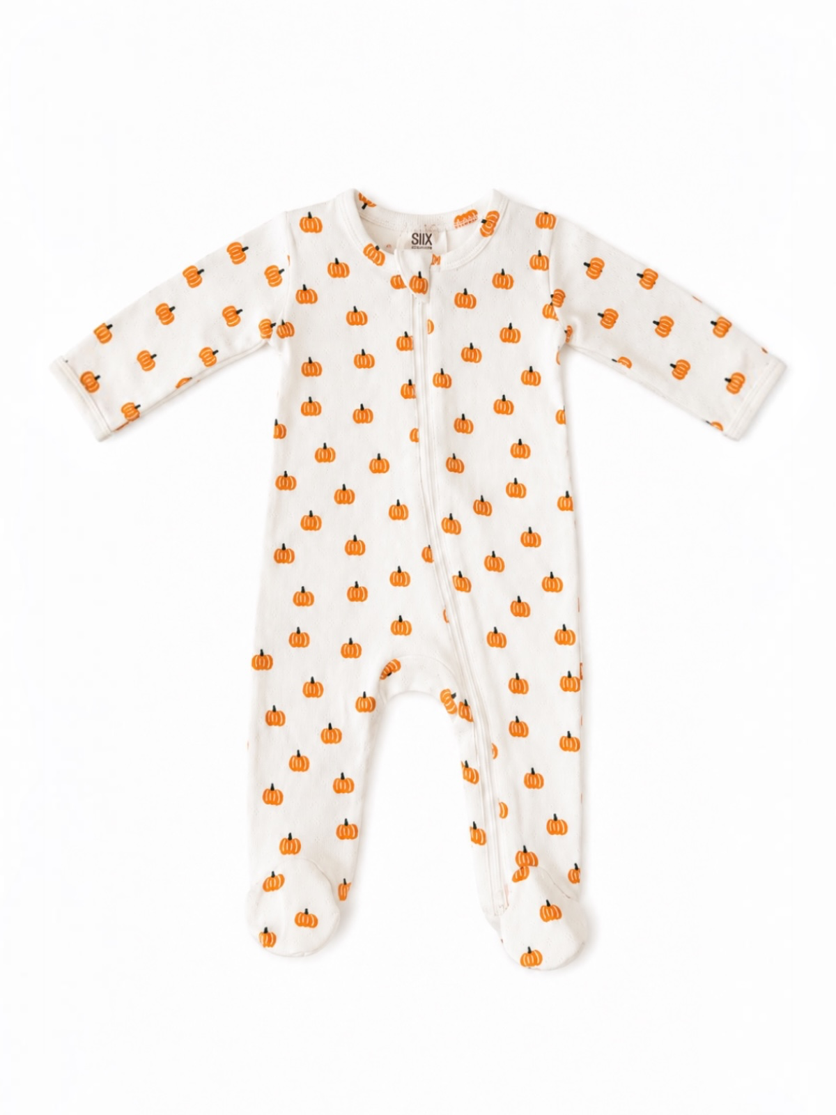 Organic Pointelle 2-Way Zip Footie | Pumpkin