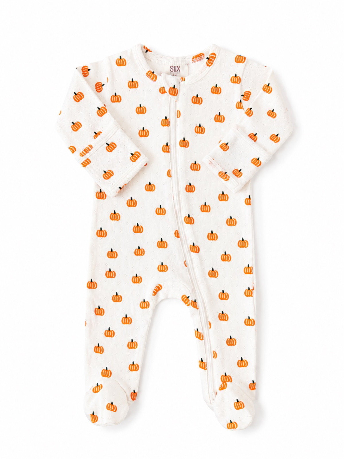 Organic Pointelle 2-Way Zip Footie | Pumpkin