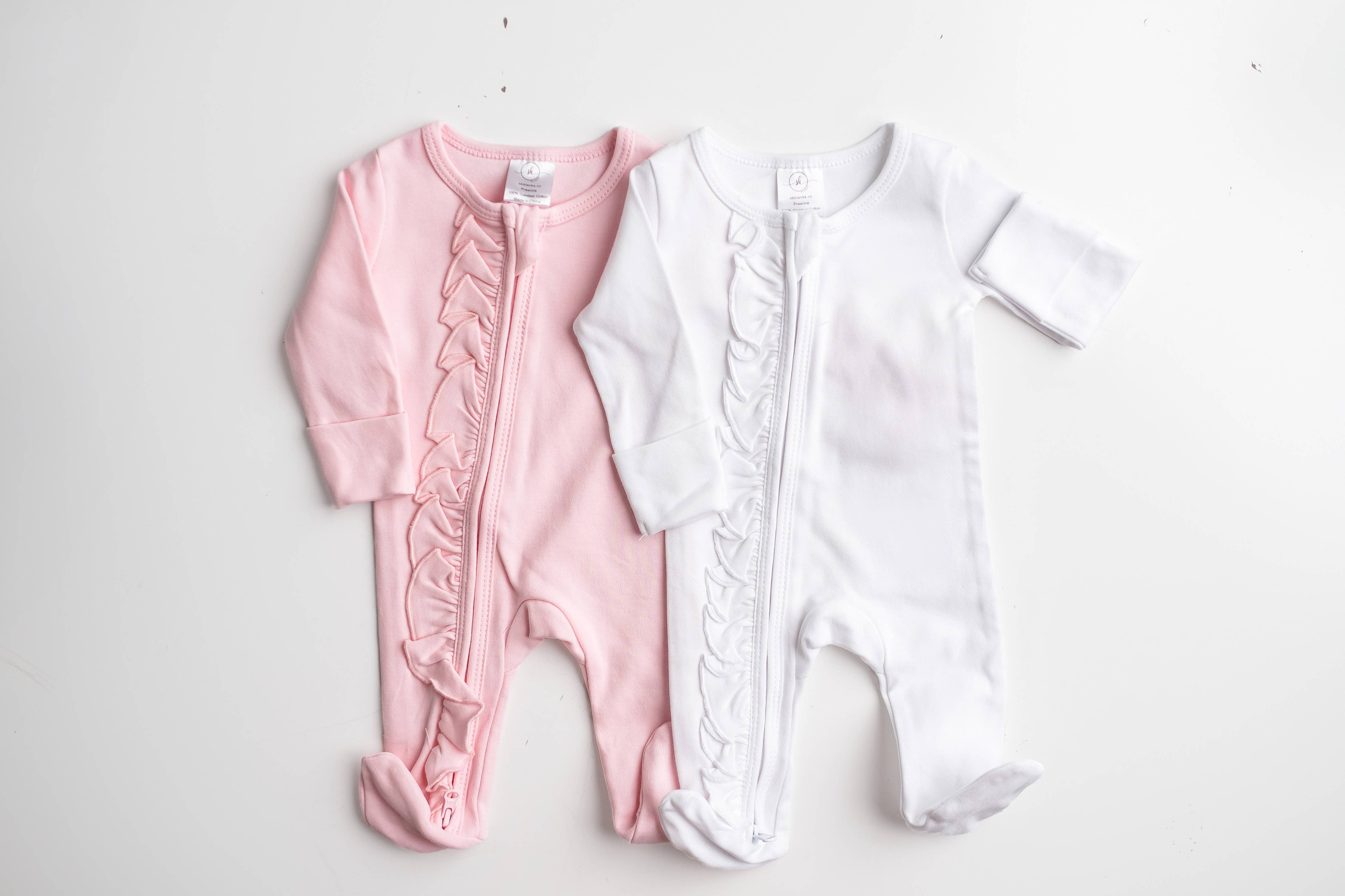 Zip Footie | Pink Ruffle
