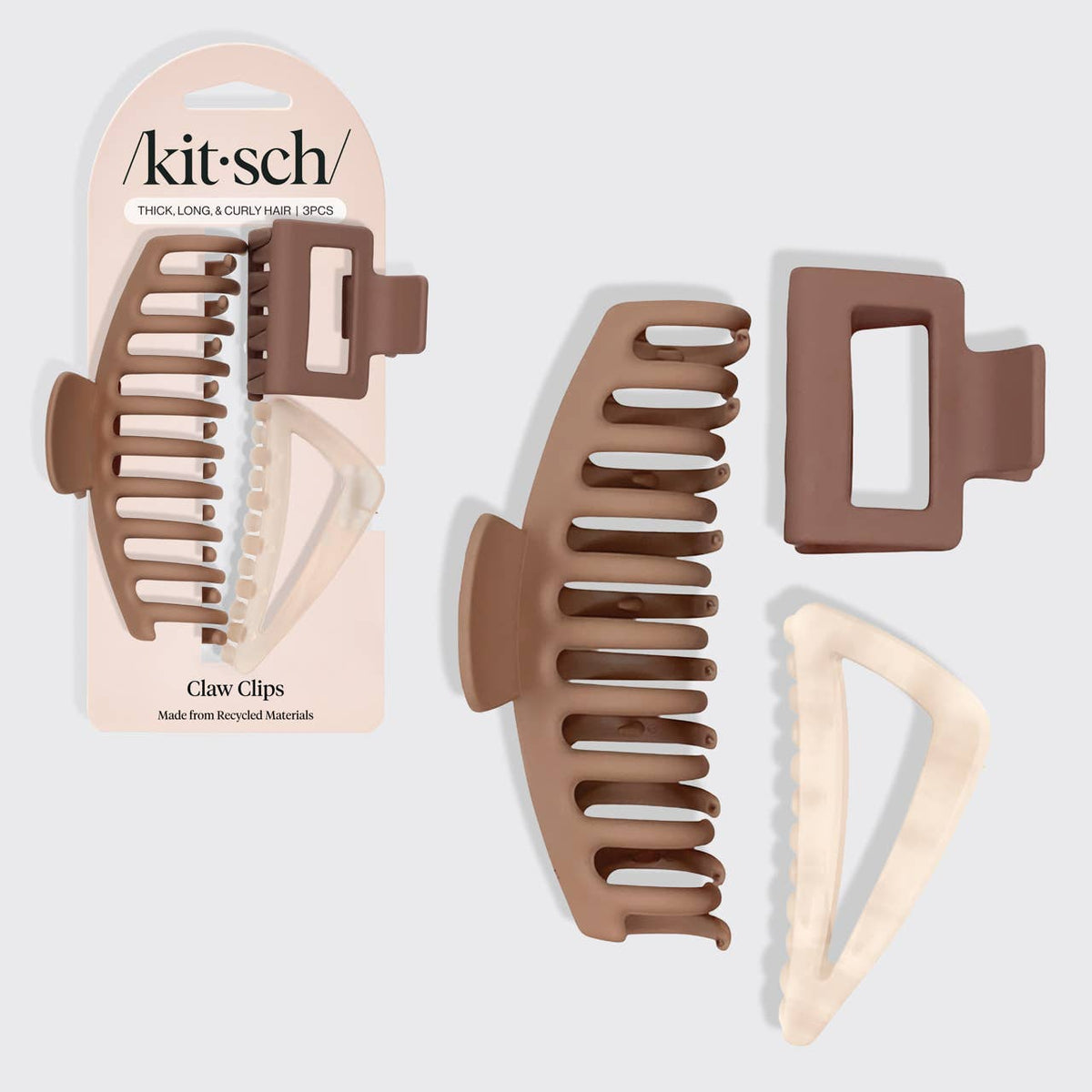 Recycled Plastic Assorted Claw Clip 3pc | Oversized