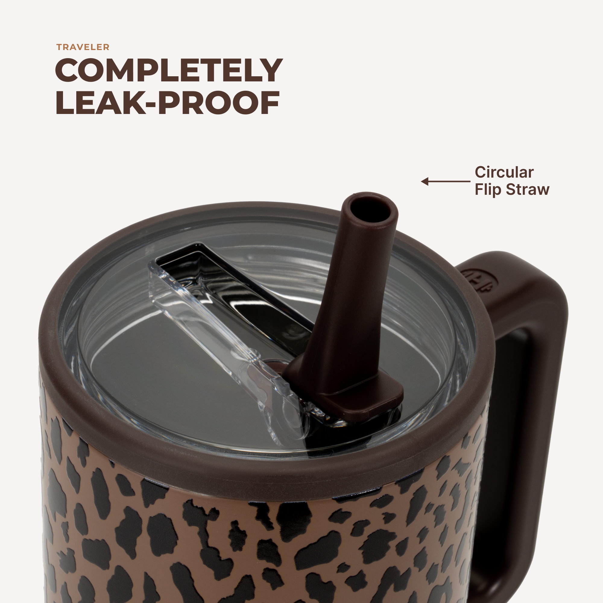 HydroJug 32 oz Traveler Tumbler | Brown Leopard