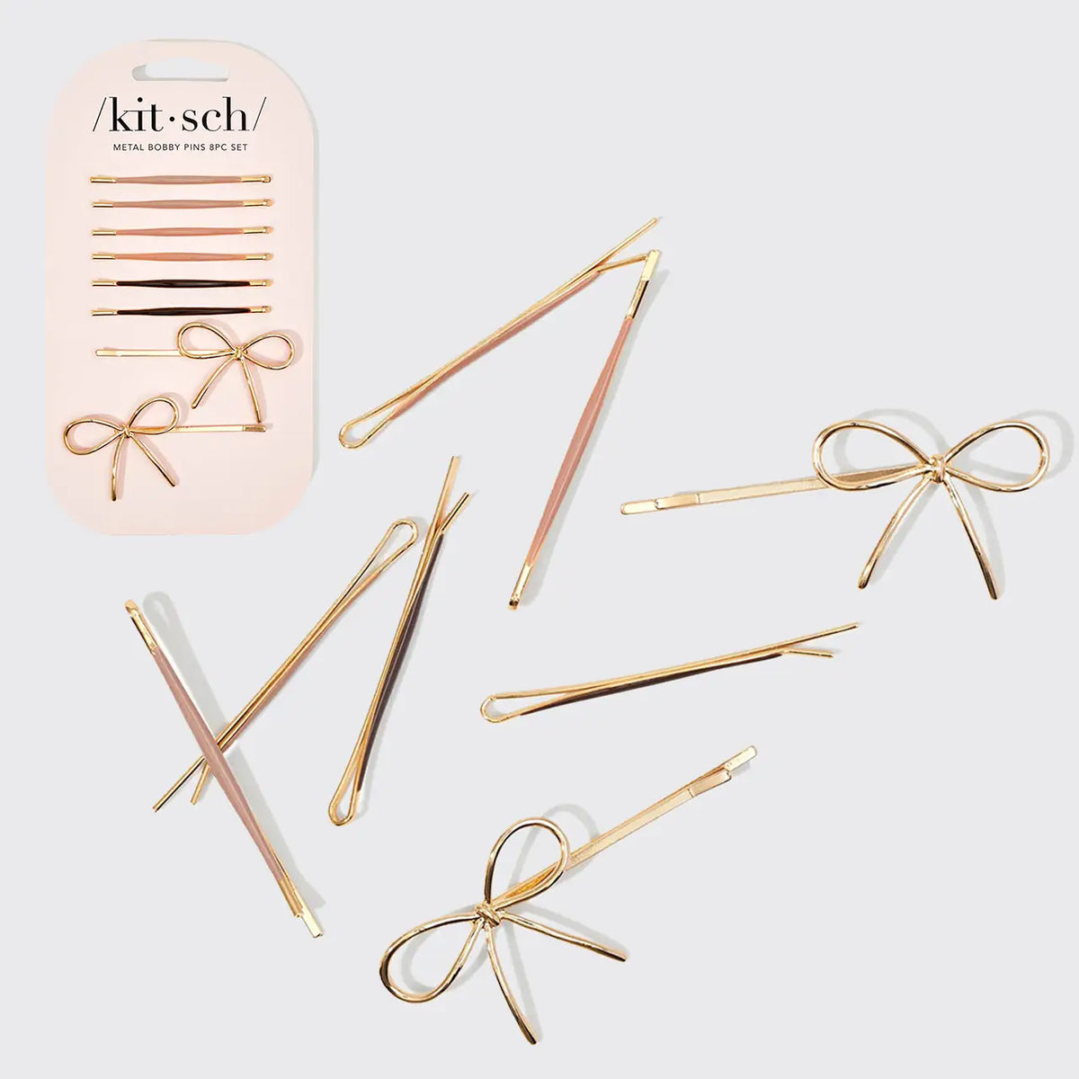 Kitsch Metal Enamel Cloud & Bow Bobby Pins 8pc. Set