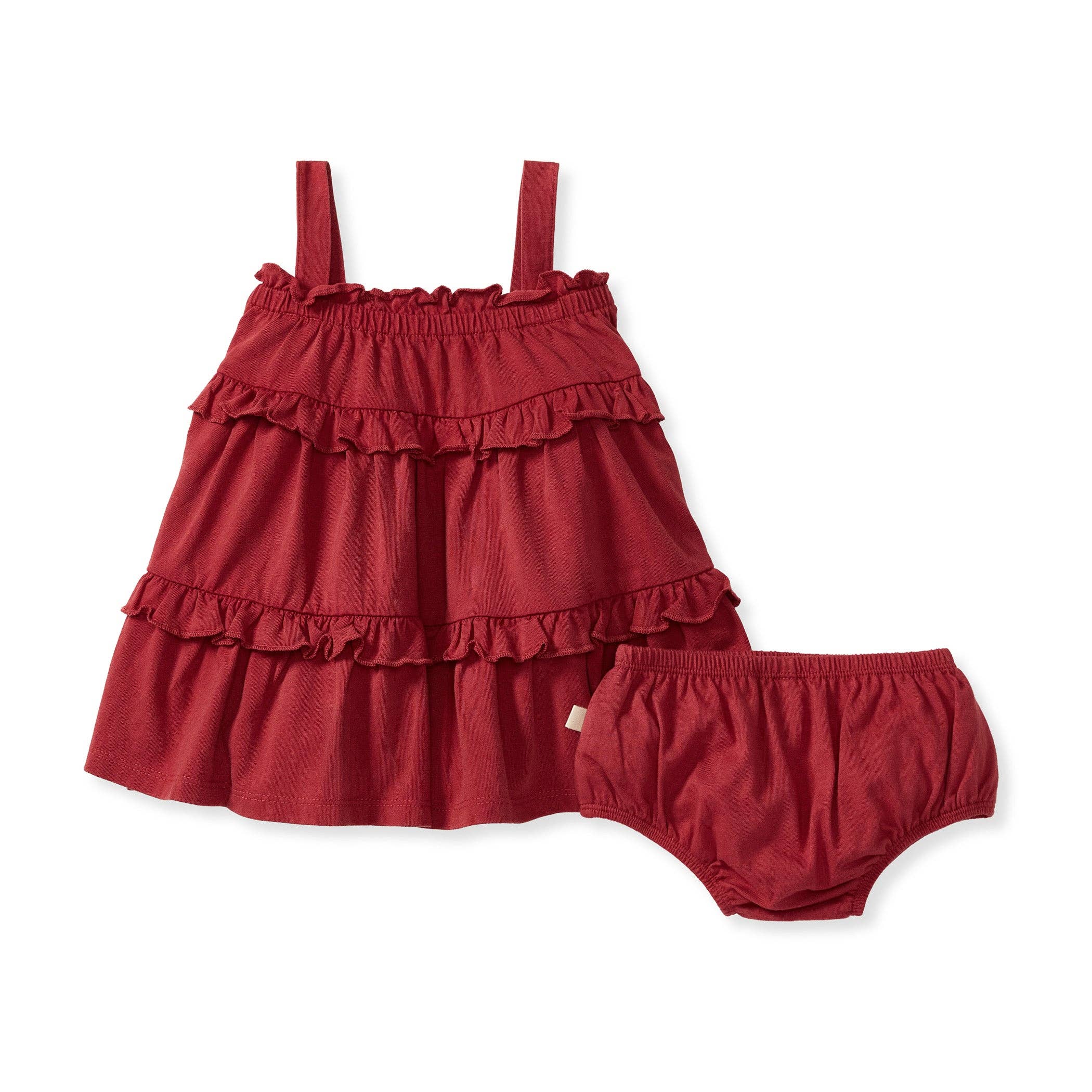 Acid Wash Organic Cotton Dress | Red
