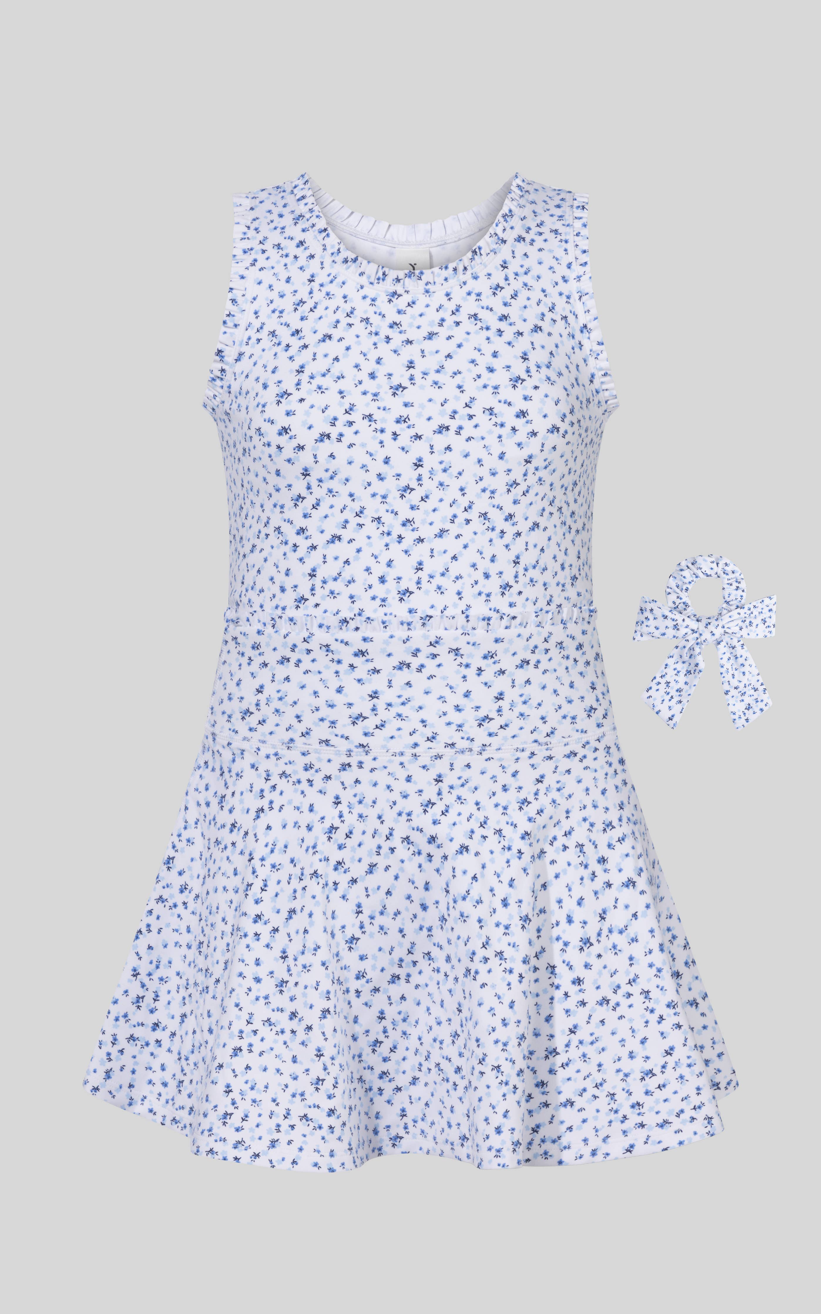 Girls Lux Lettuce Edge Tank, Skort, and Scrunchie Set | Teeny Tiny Floral Marina