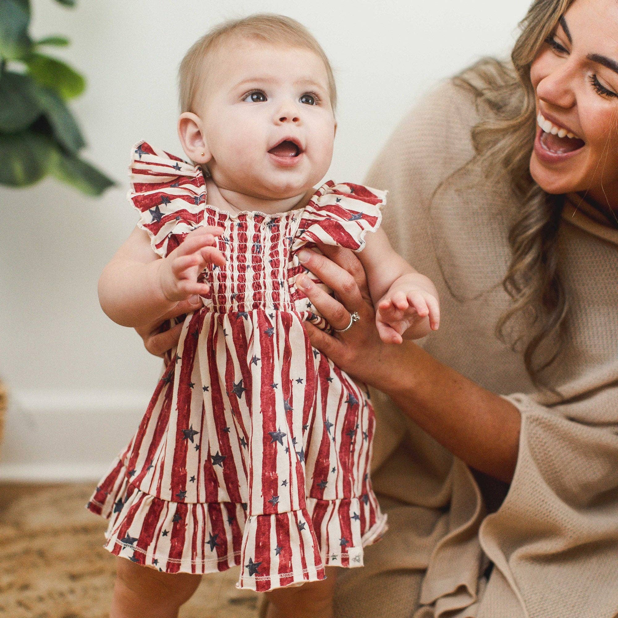 Stars & Stripes Organic Cotton Dress | Red