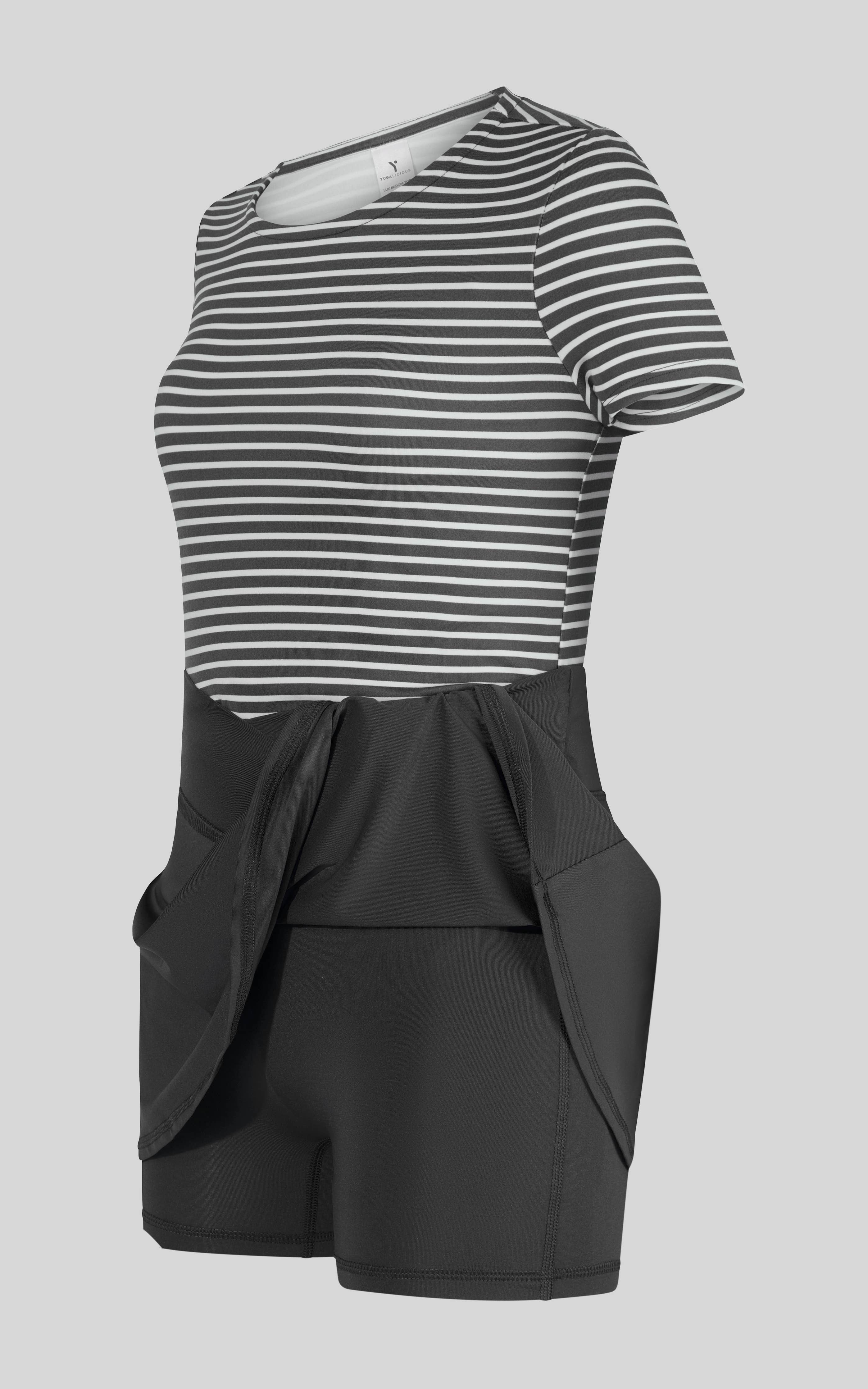 Tween Girls Lux Shortsleeve Tee, Crossover Skort, Fanny bag | Black