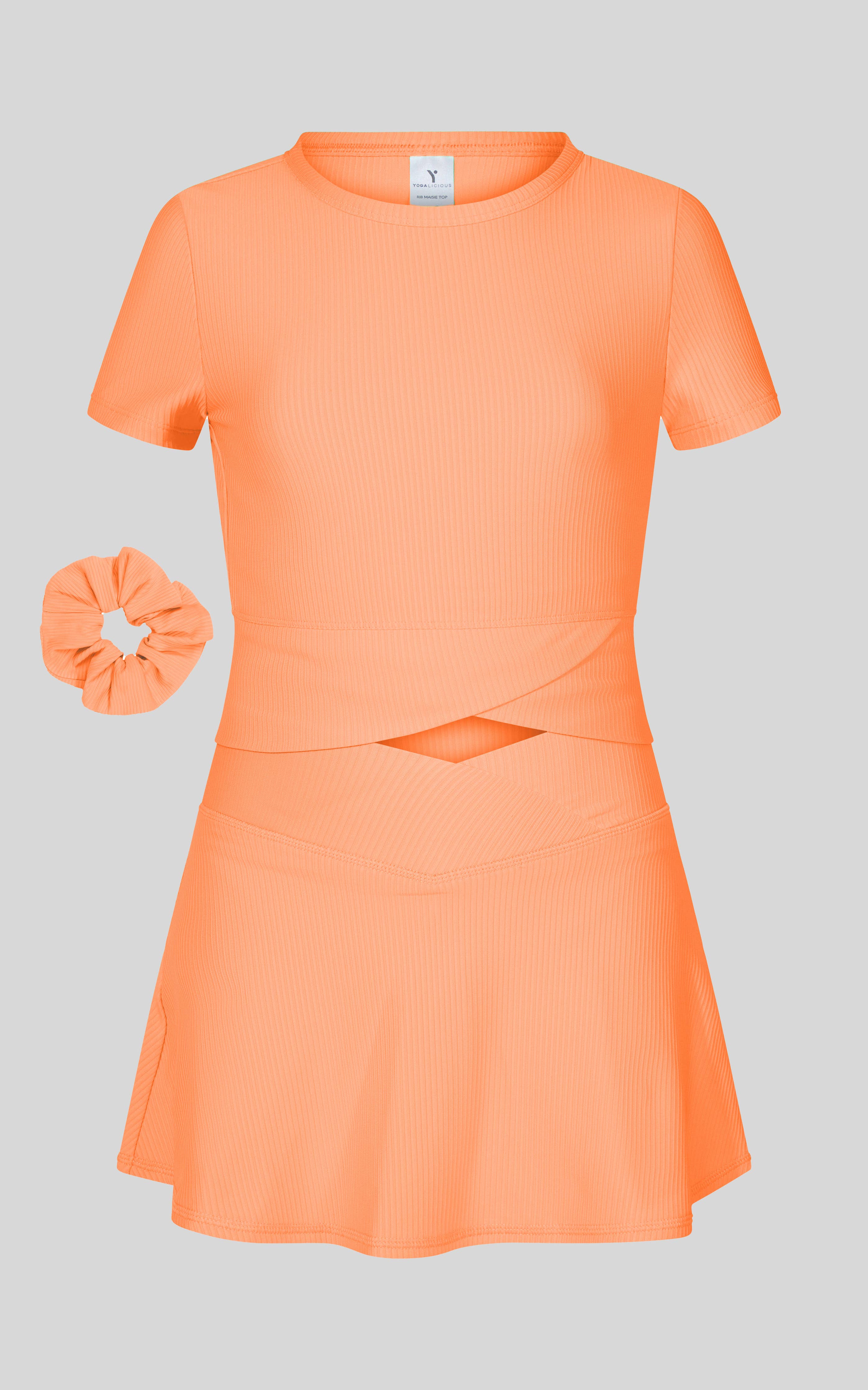 Little Girl Rib Marie Crossover Top and Skort Set | Oceantide