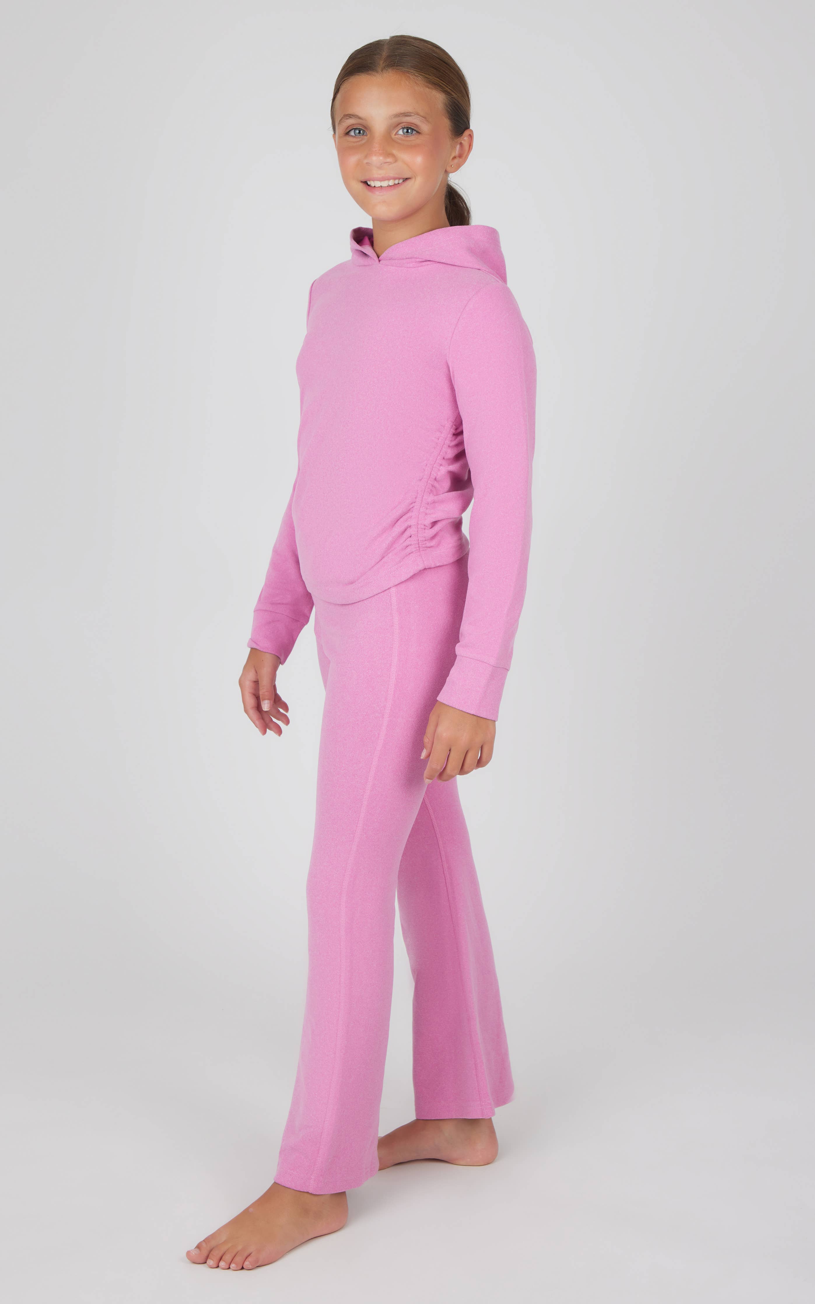Yogalicious Tween Girls Melange Hoodie and Flare Pant Set | Very Berry