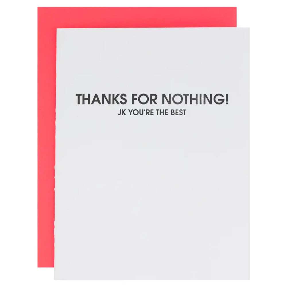 Thanks For Nothing - JK You're The Best Letterpress Card