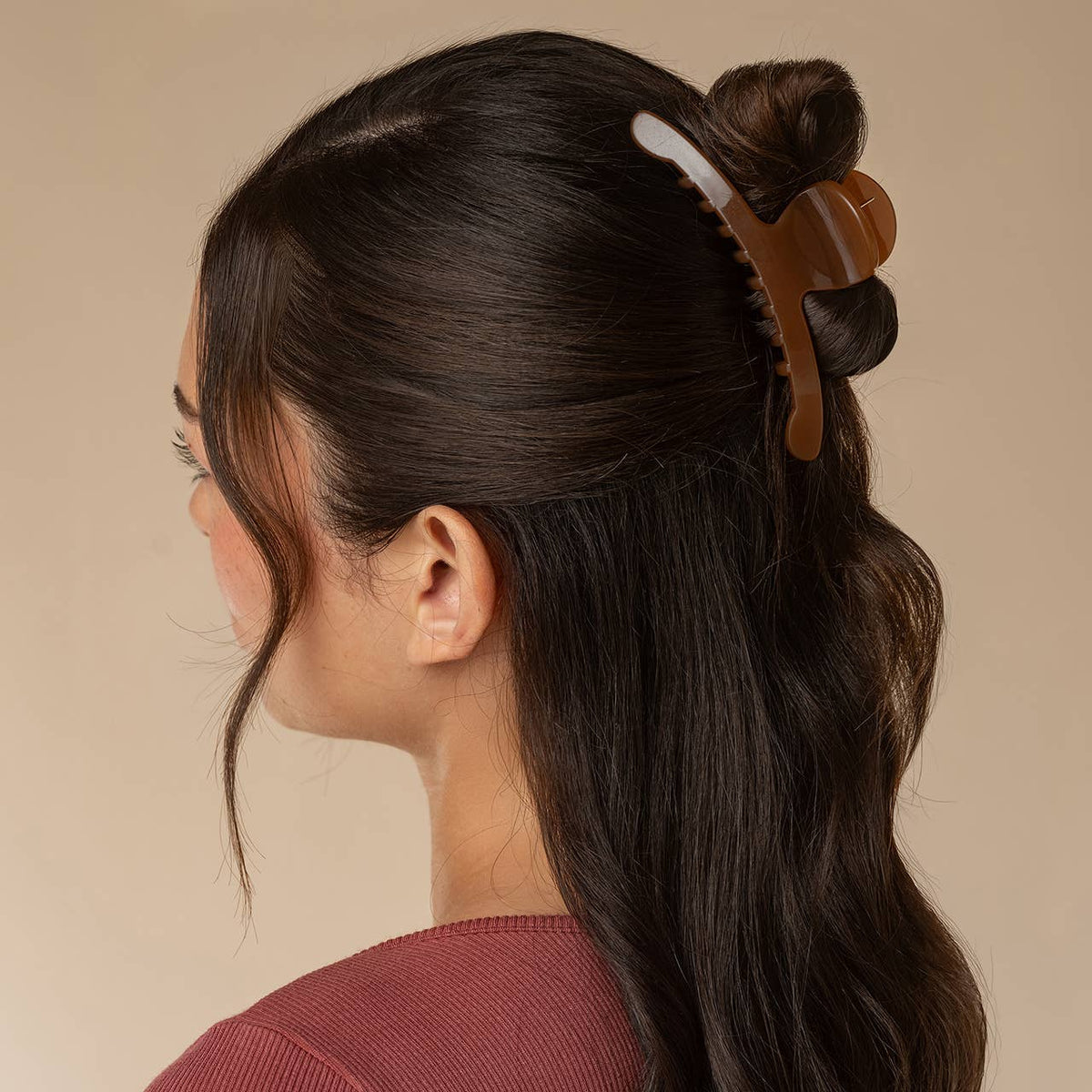Recycled Plastic Large Arched Clip | Mocha