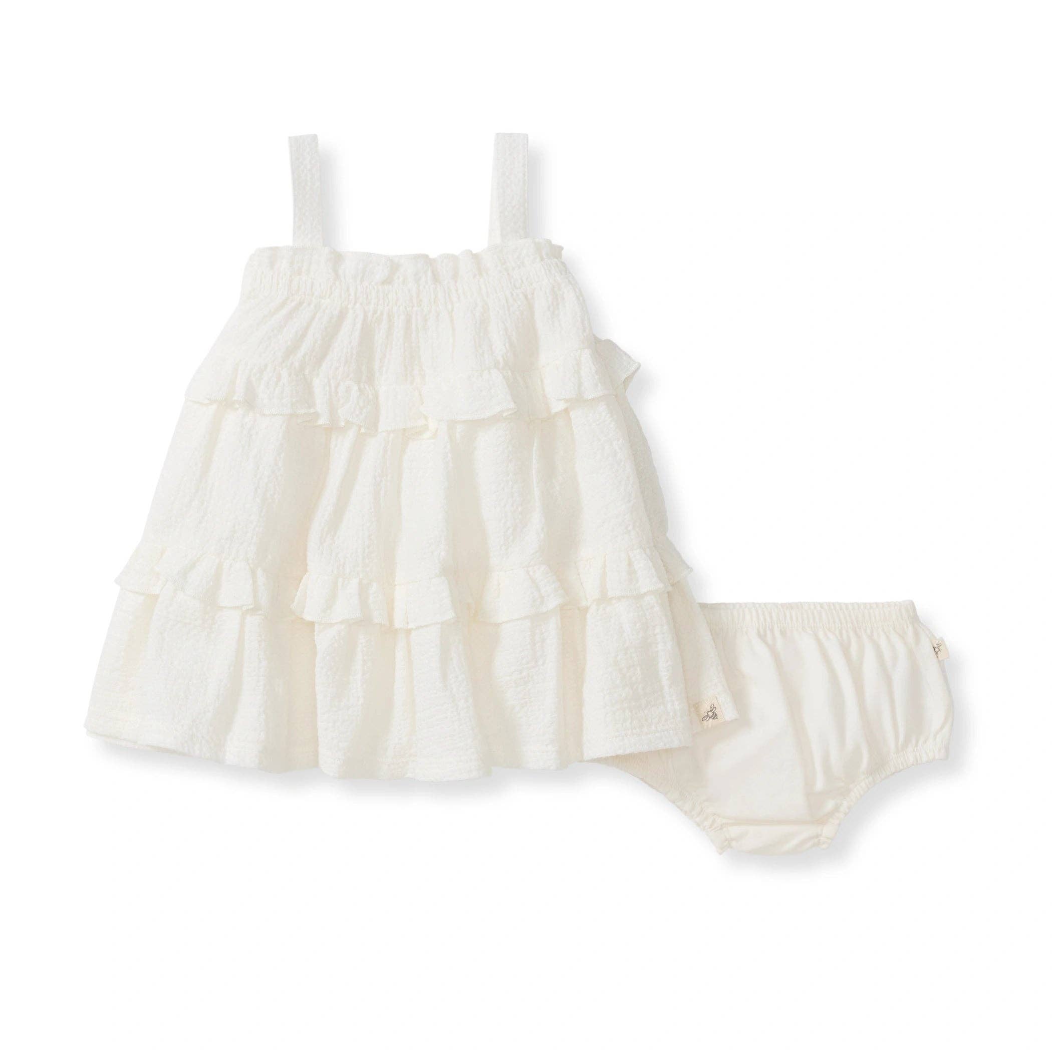 Cross Stitch Muslin Dress | Cream