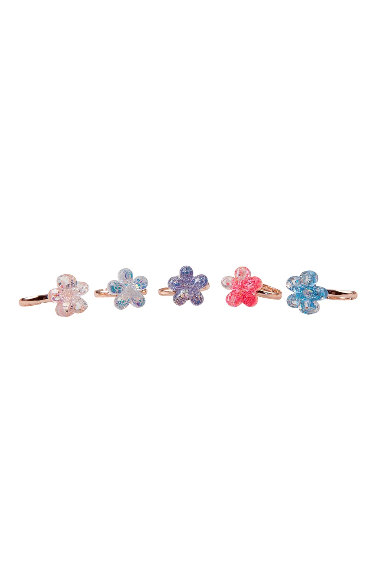 Boutique Shimmer Flower Rings 5pc.
