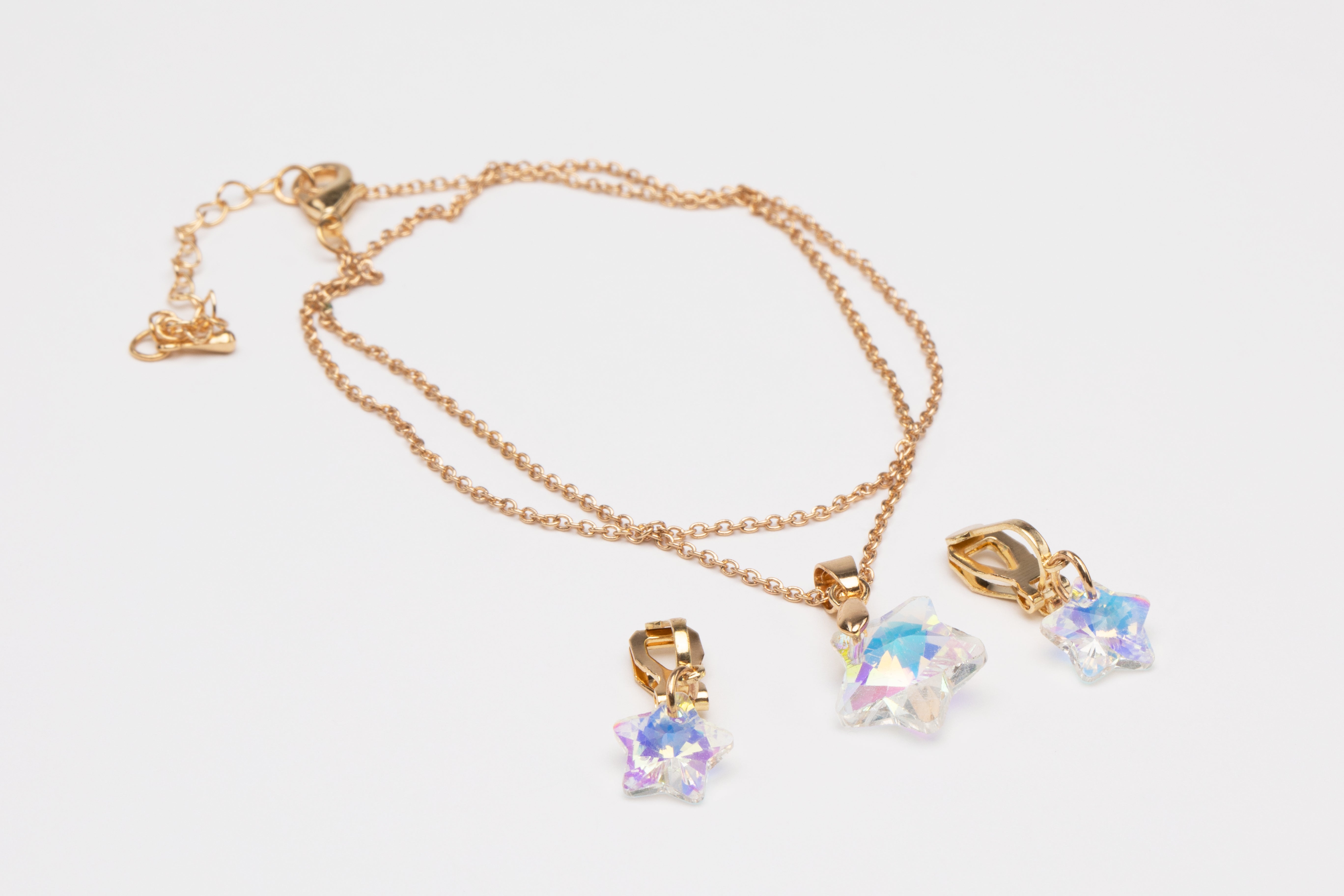 Boutique Holographic Star Assorted Necklace & Rings Set 2pc.