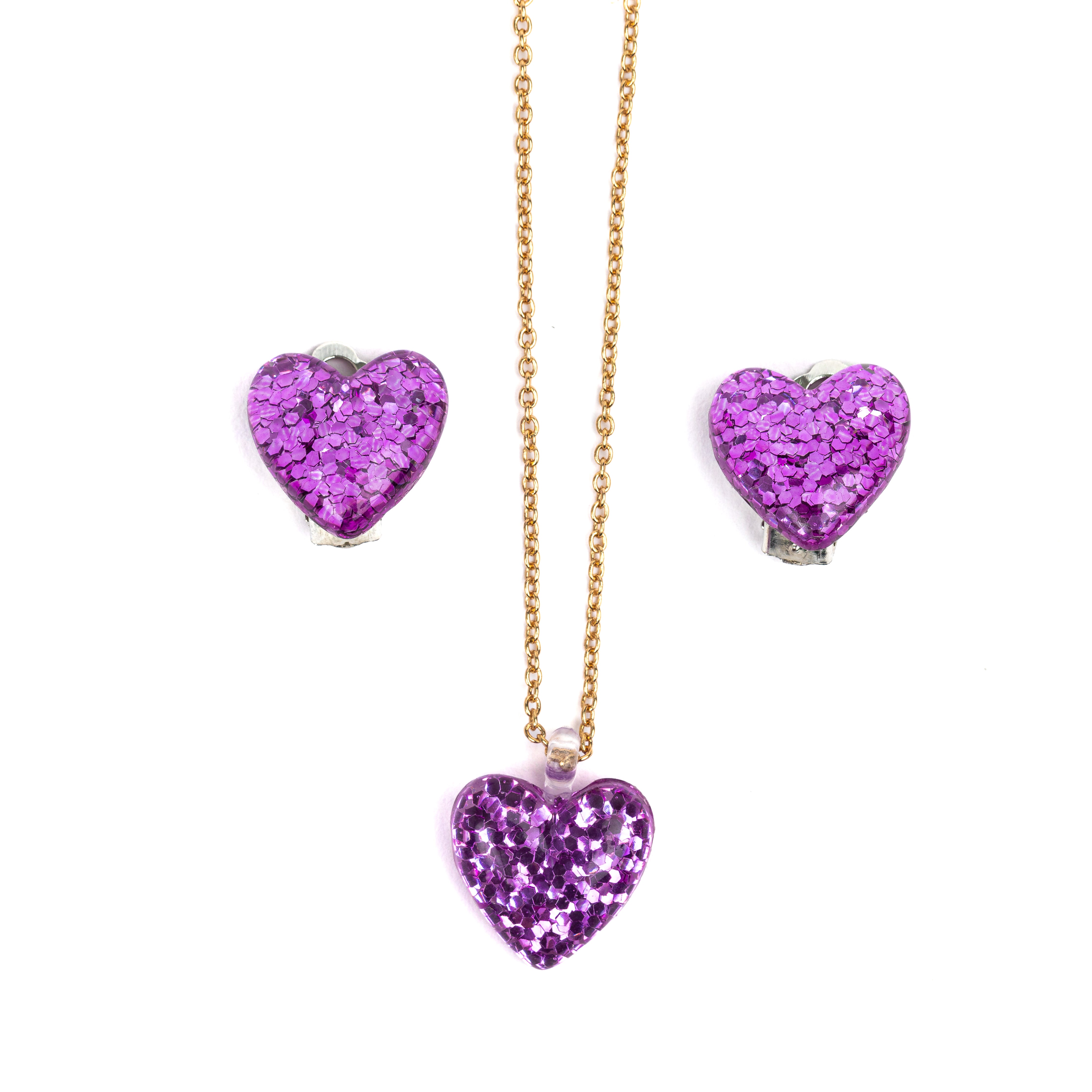 Boutique Glitter Heart Necklace Assorted