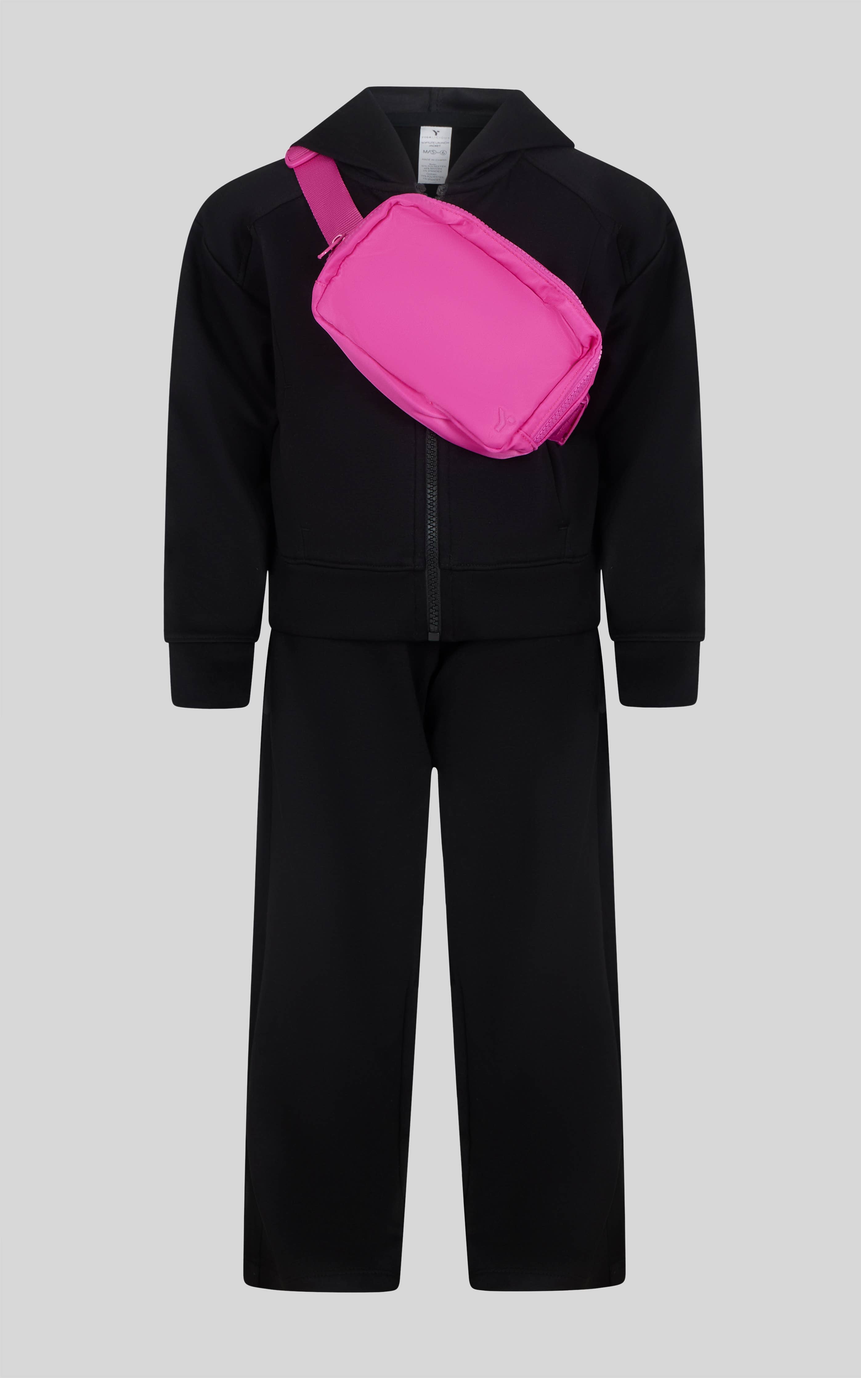 Little Girls Jacket Set | Black/Iced Raspberry