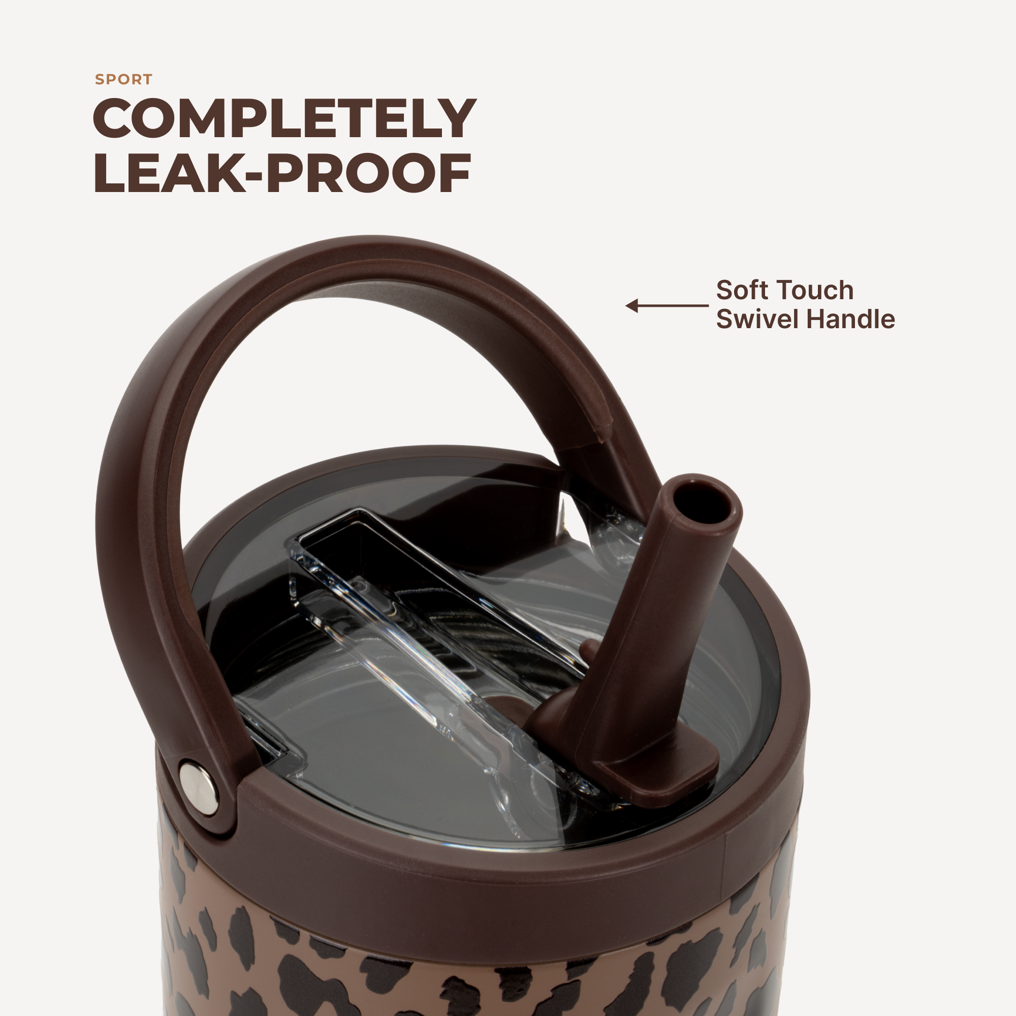 HydroJug 32 oz Sport Water Bottle | Brown Leopard