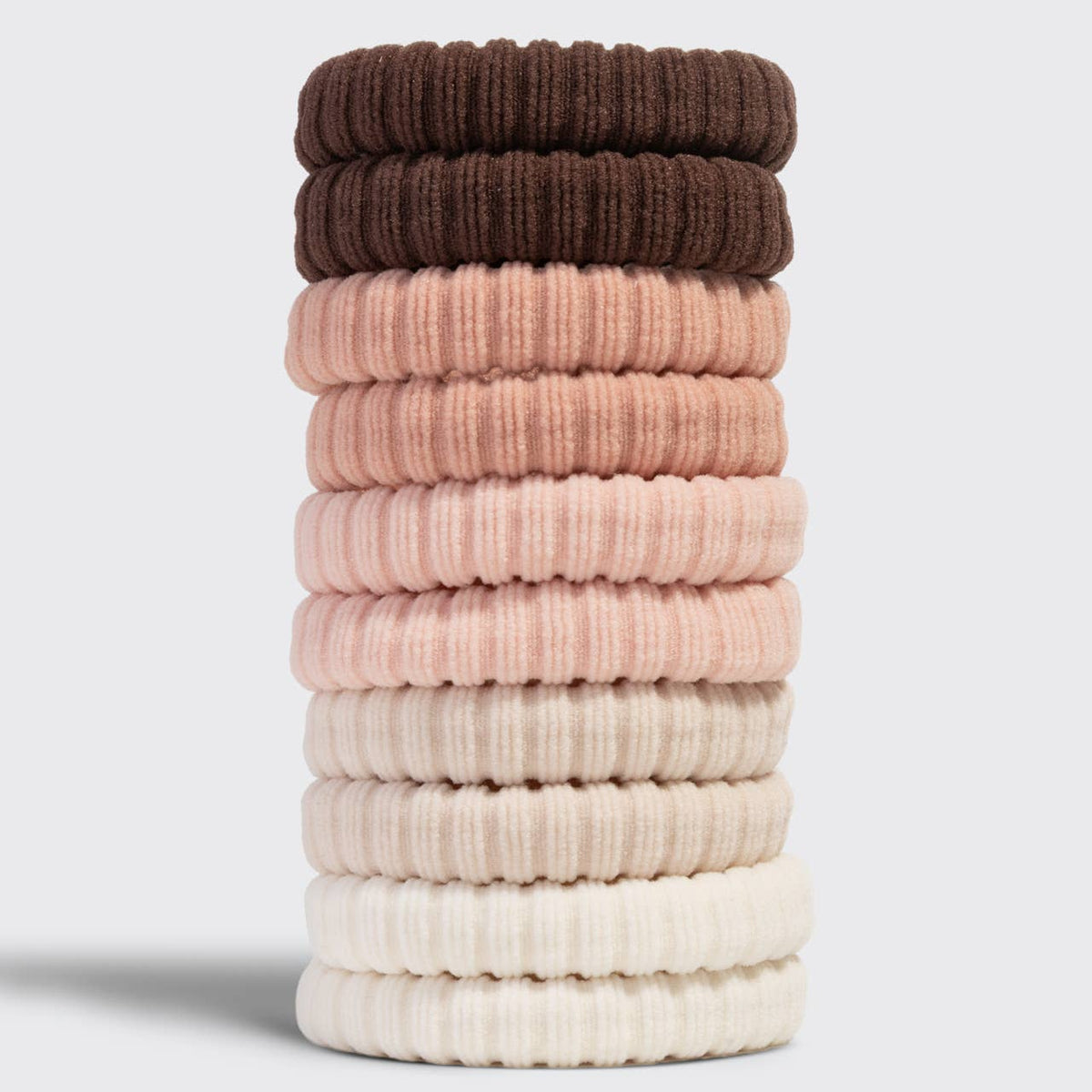 Recycled Fabric Ribbed Hair Elastics 10pc Set | Blush