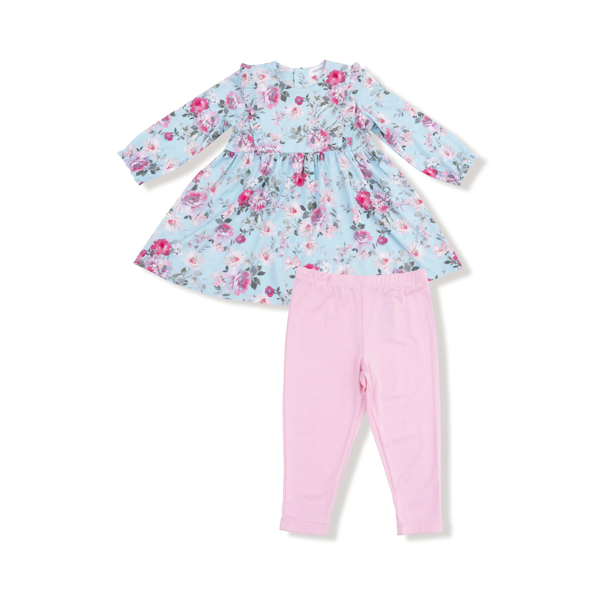 Angel Dear Ruffle L/S Dress + Ribbed Legging | Charlotte Floral