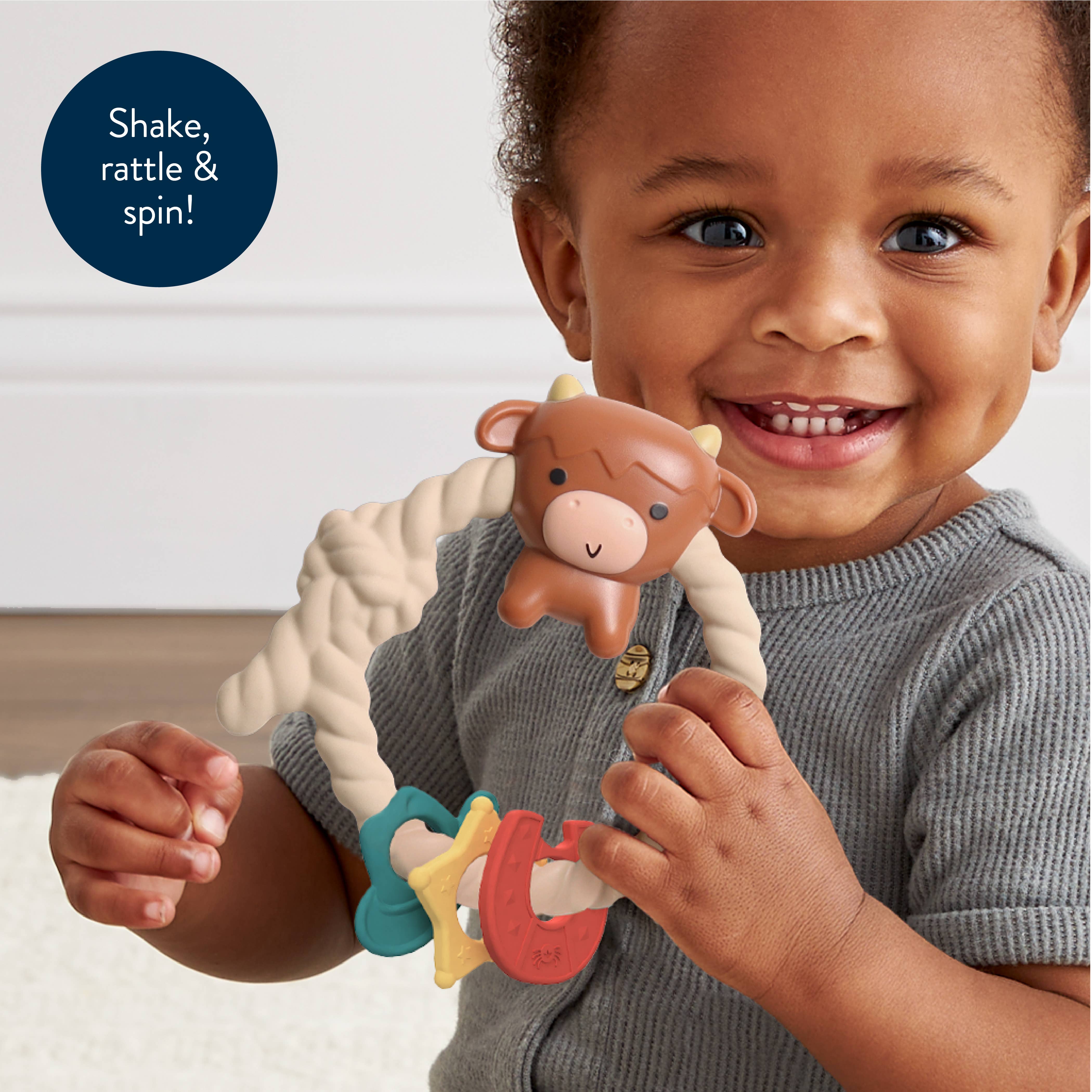 Ritzy Rattle™ Silicone Teether Rattles | Highland Cow