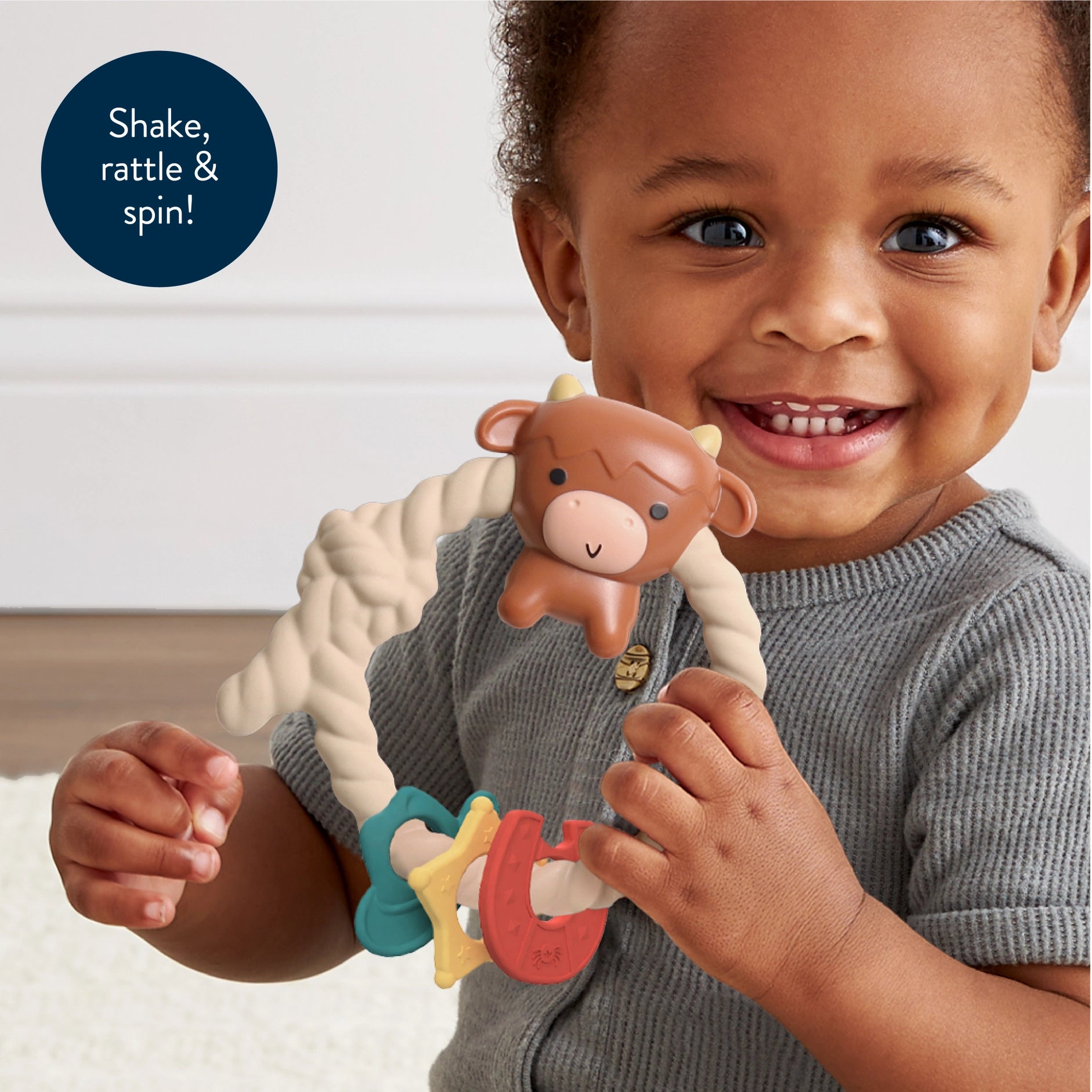 Ritzy Rattle Silicone Teether Rattle | Highland Cow