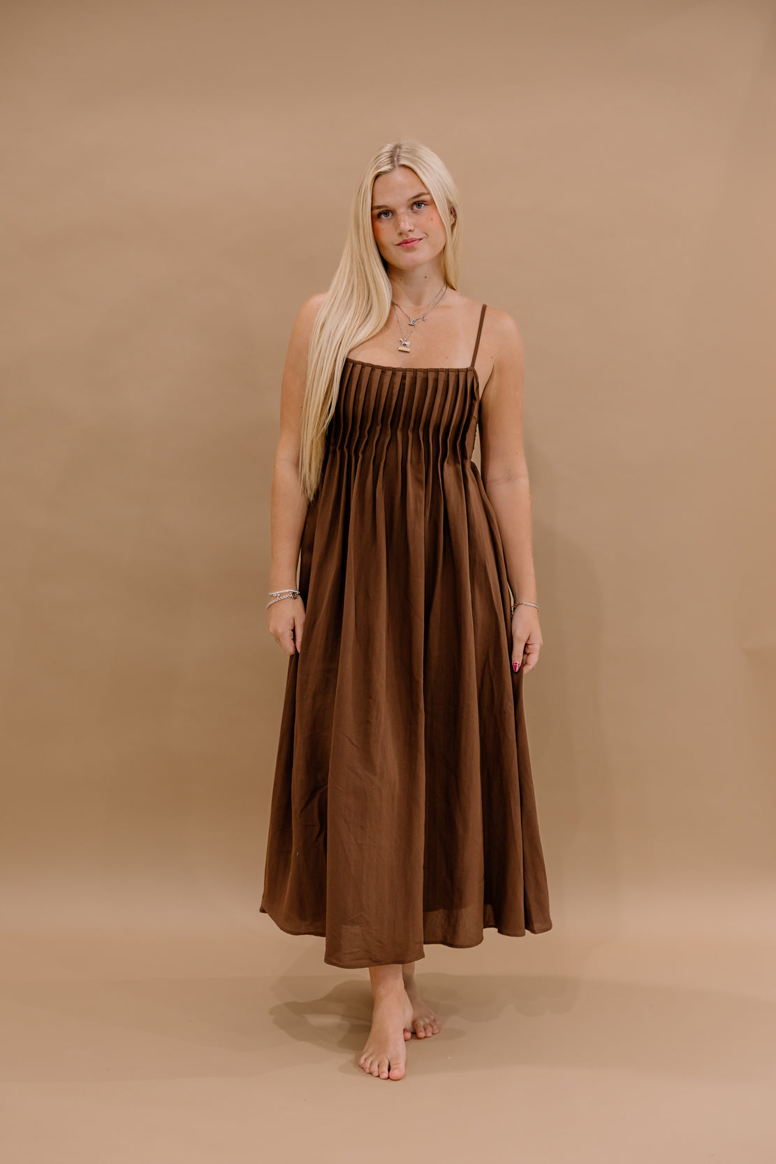 Mandy Pintuck Midi Dress