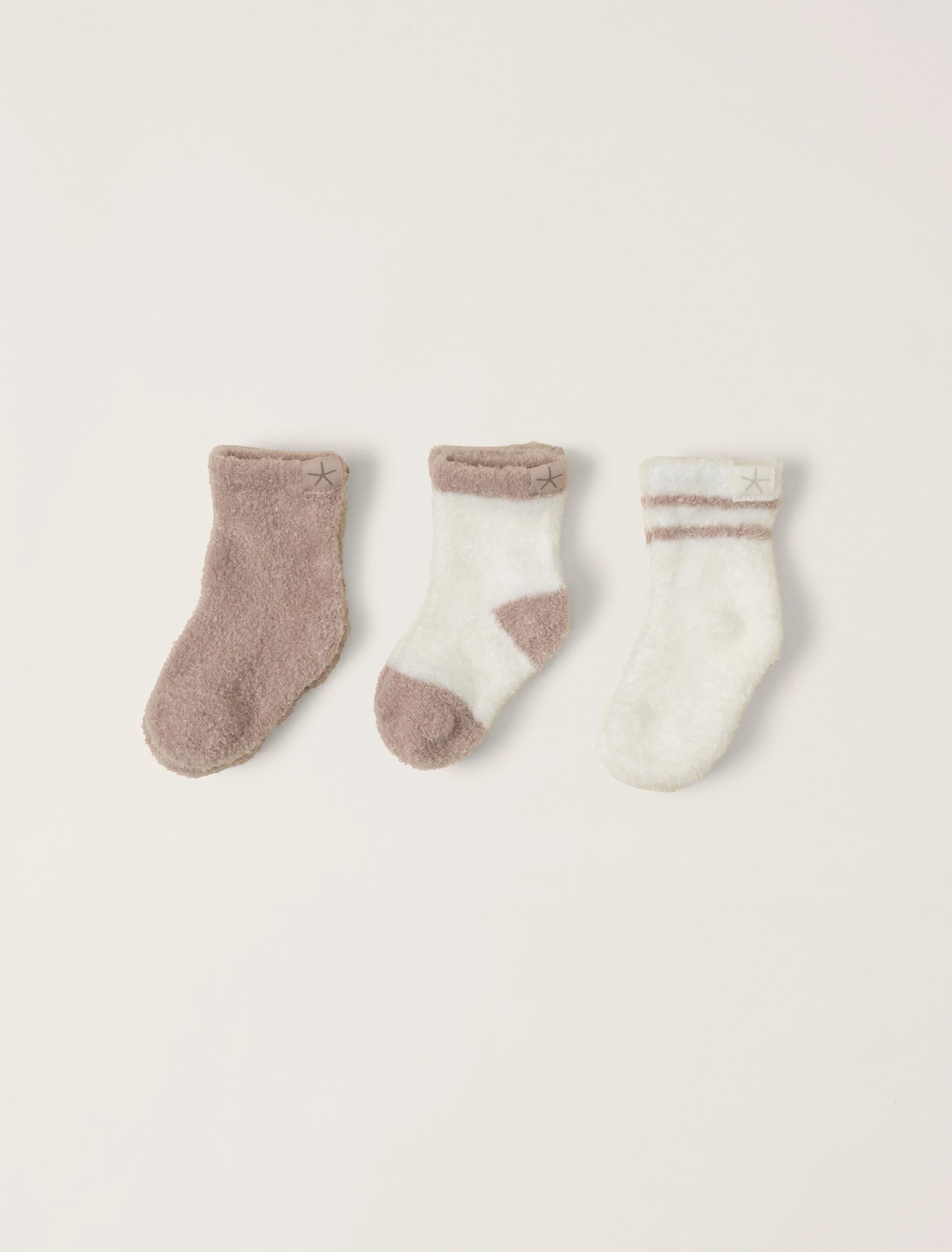 Barefoot Dreams Infant 3pc Sock | Faded Rose Pearl