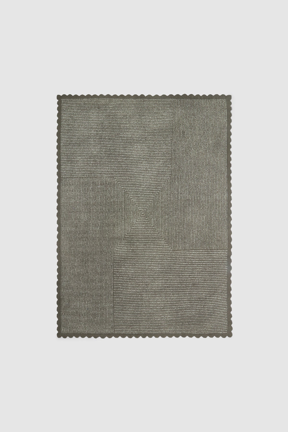 Barefoot Dream CozyChic Cotton Scallop Stripe Throw 54x72 | Olive Branch/Cream