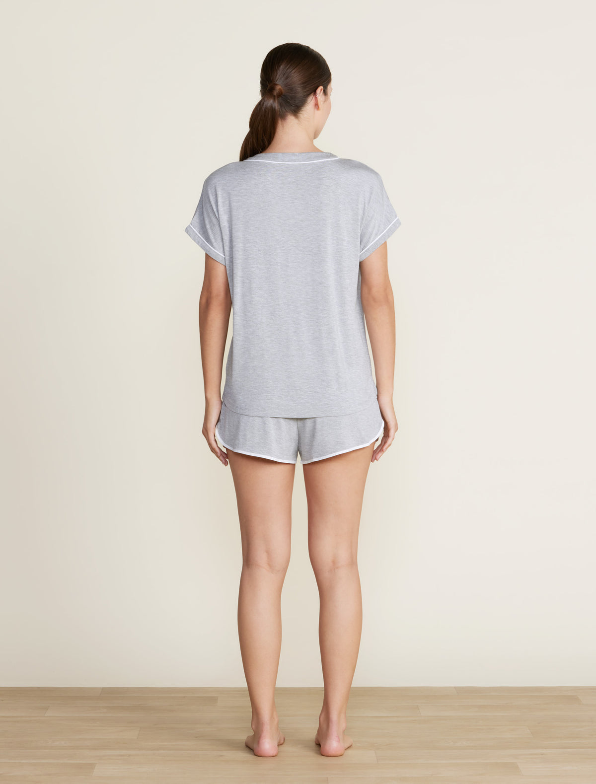 Barefoot Dreams Soft Jersey Piped PJ Set | Heather Grey