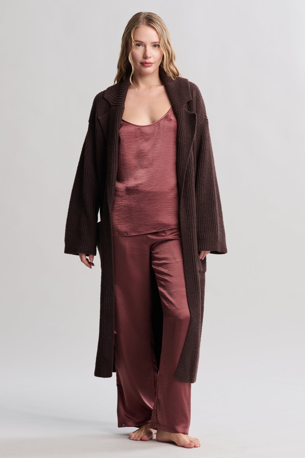 Barefoot Dreams Rib Long Coat | Umber