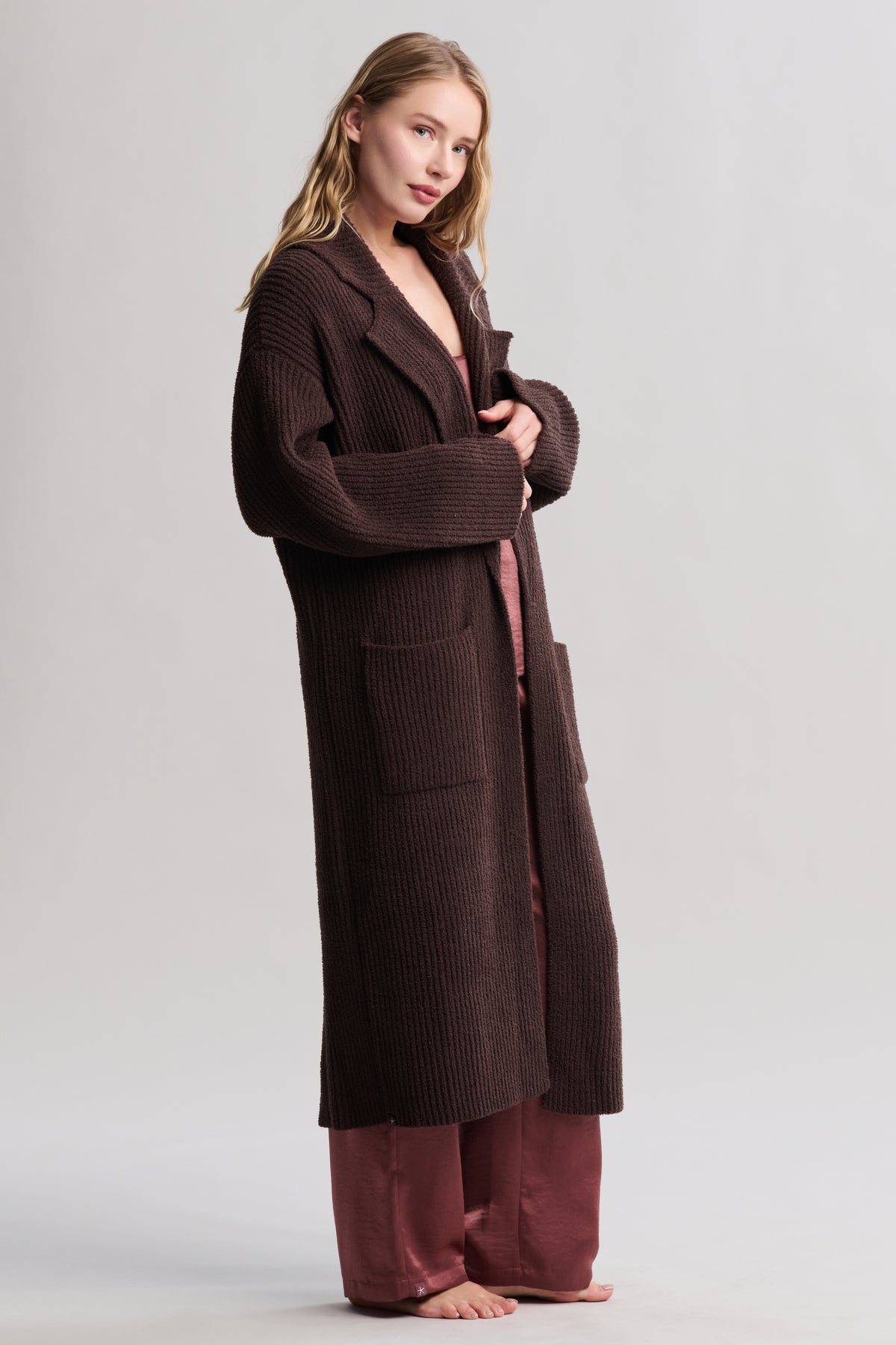 Barefoot Dreams Rib Long Coat | Umber