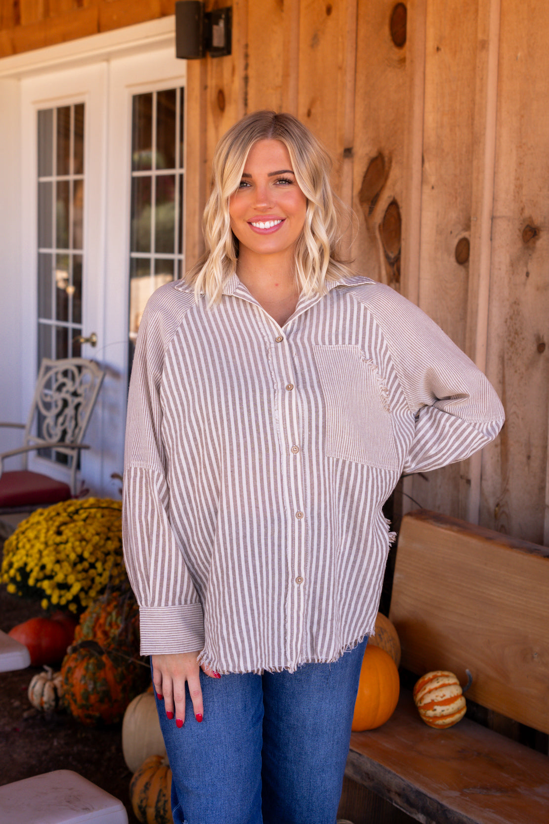 Women's Striped Button Down Shirt 