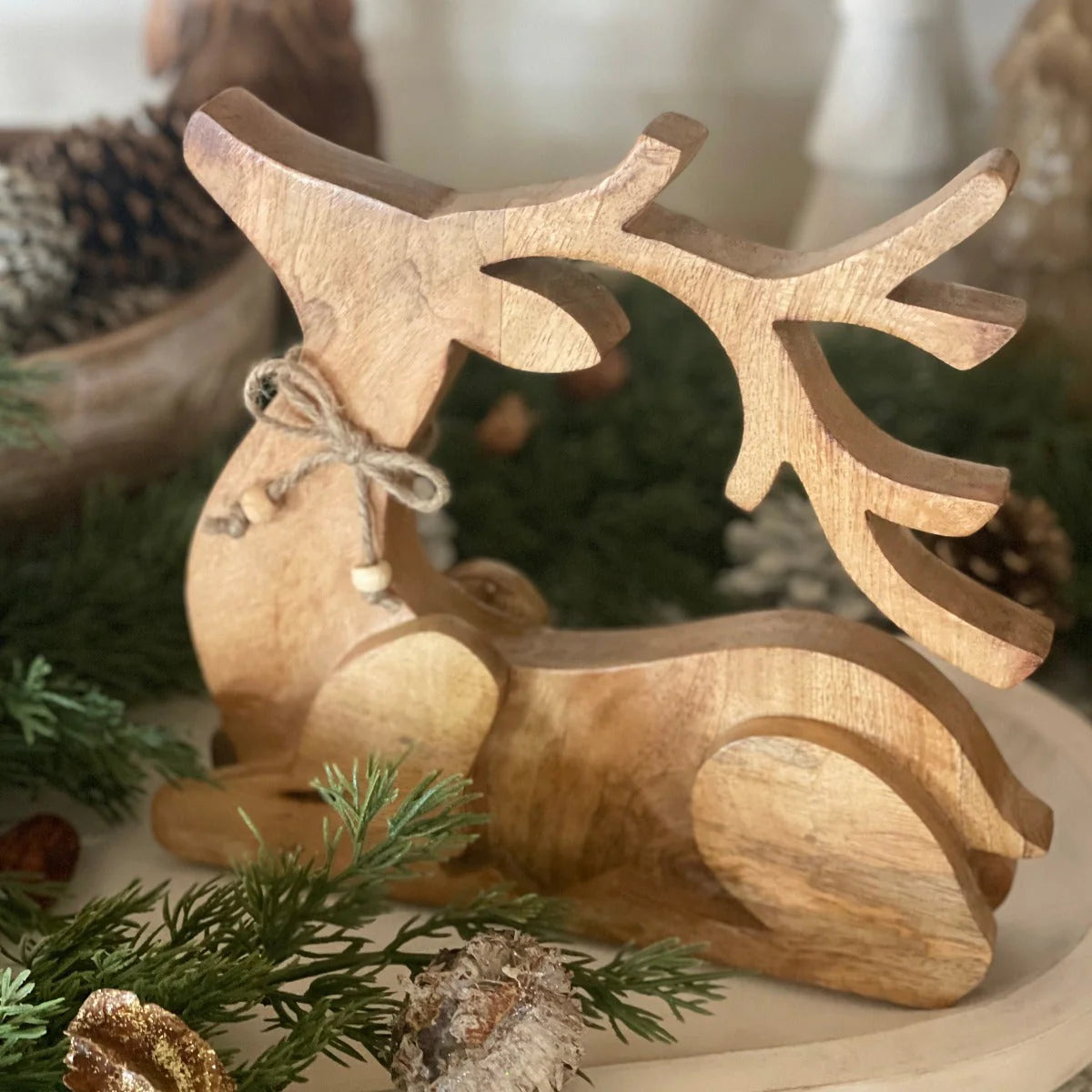 CL-2442 Small Wooden Lying Deer