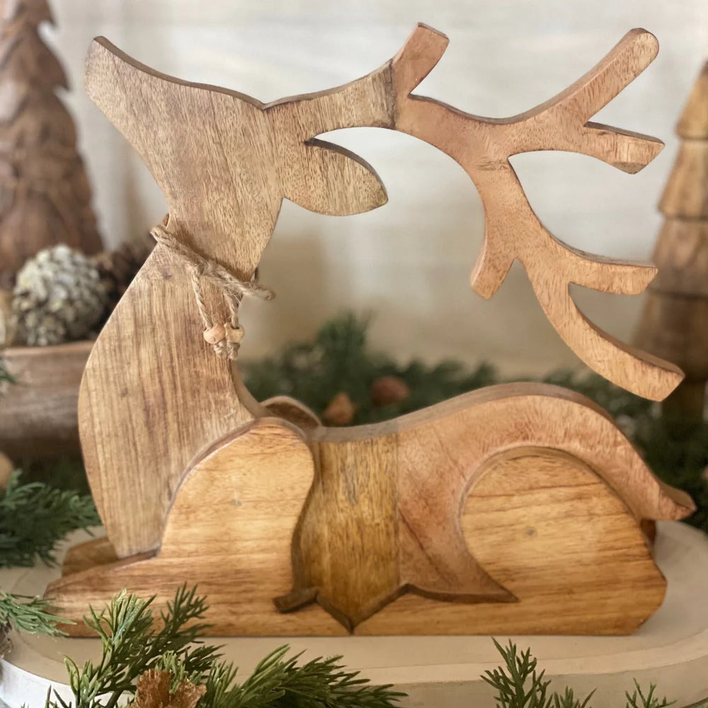 CL-2443 Large Wooden Lying Deer