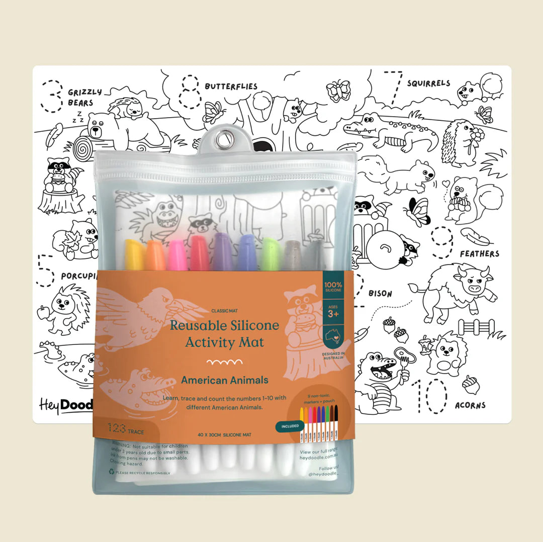 Hey Doodle Classic Coloring Mat | American Animals