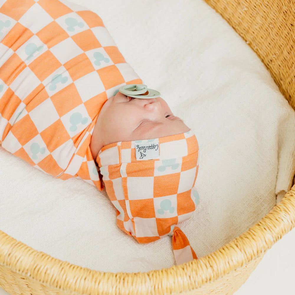 Copper Pearl Top Knot Hat | Mickey Mouse Checkered