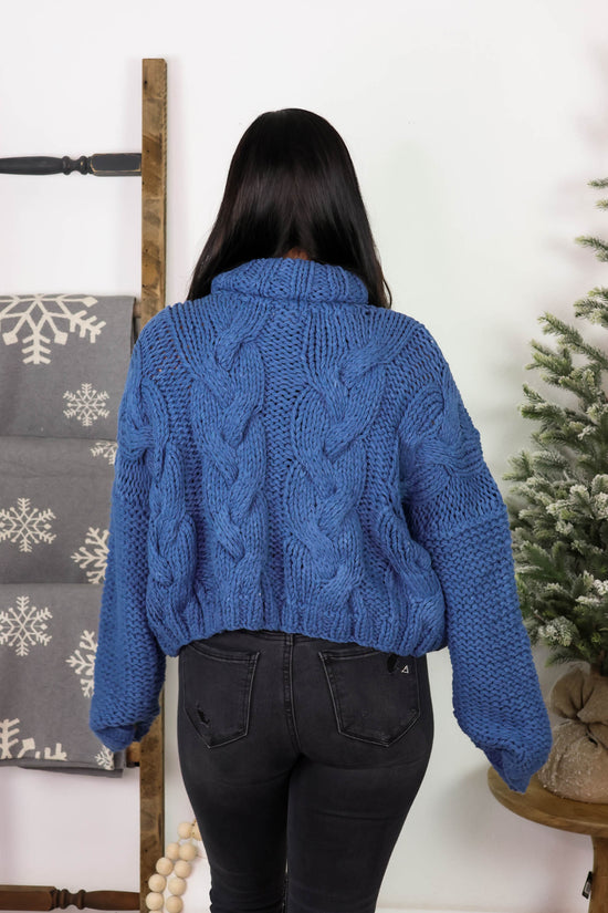 Alana Turtleneck Chunky Sweater | Cornflower Blue