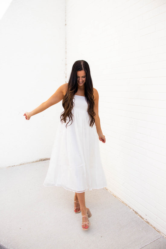 Ayla Pearl Midi Dress | White