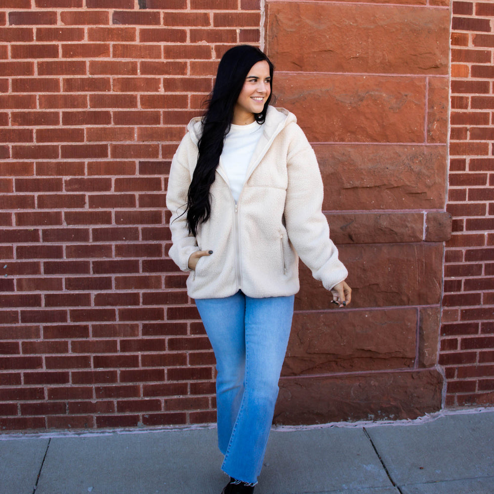 
                      
                        Lucy Sherpa Hooded Jacket | Natural
                      
                    
