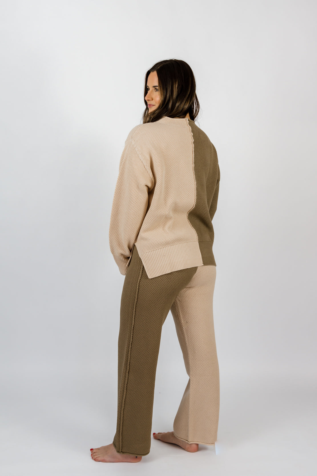 Kingsley Colorblock Sweater Set | Olive/Beige