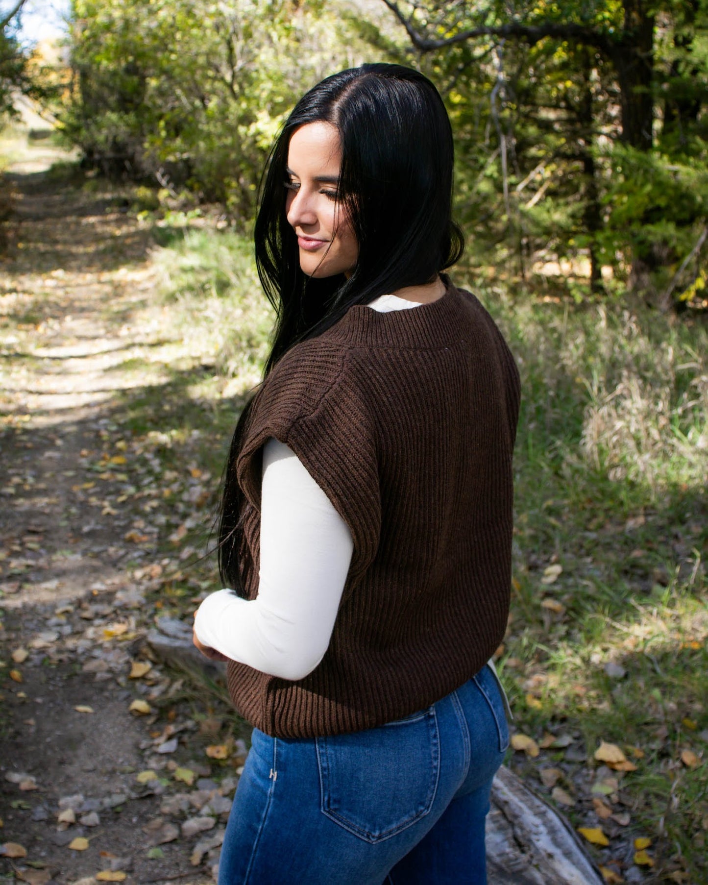Regan V-Neck Sweater Vest | Brown