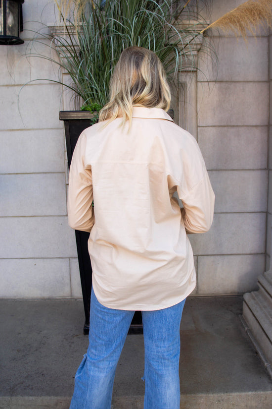 Amanda Oversized Poplin Shirt | Taupe