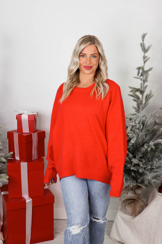 Ollie Basic Knit Sweater | Red