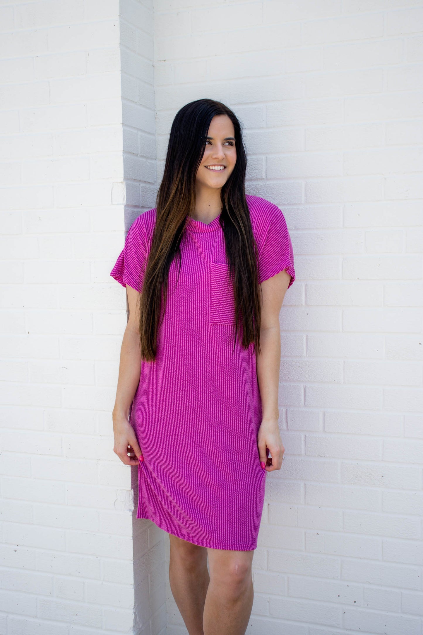 Kassie Ribbed T-Shirt Dress | Orchid