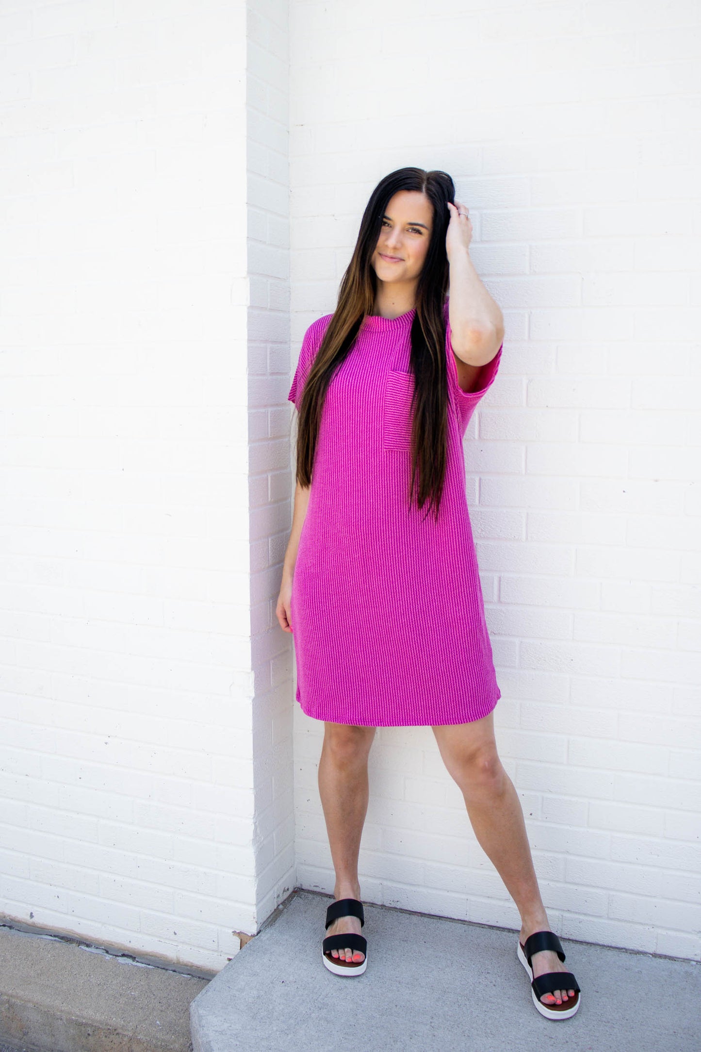 Kassie Ribbed T-Shirt Dress | Orchid