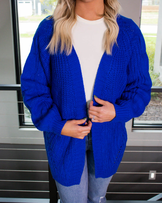 Jude Cable Knit Cardigan | Cobalt Blue