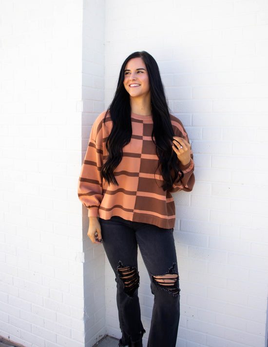 Dana Striped Color Combo Sweater | Choco/Redbean